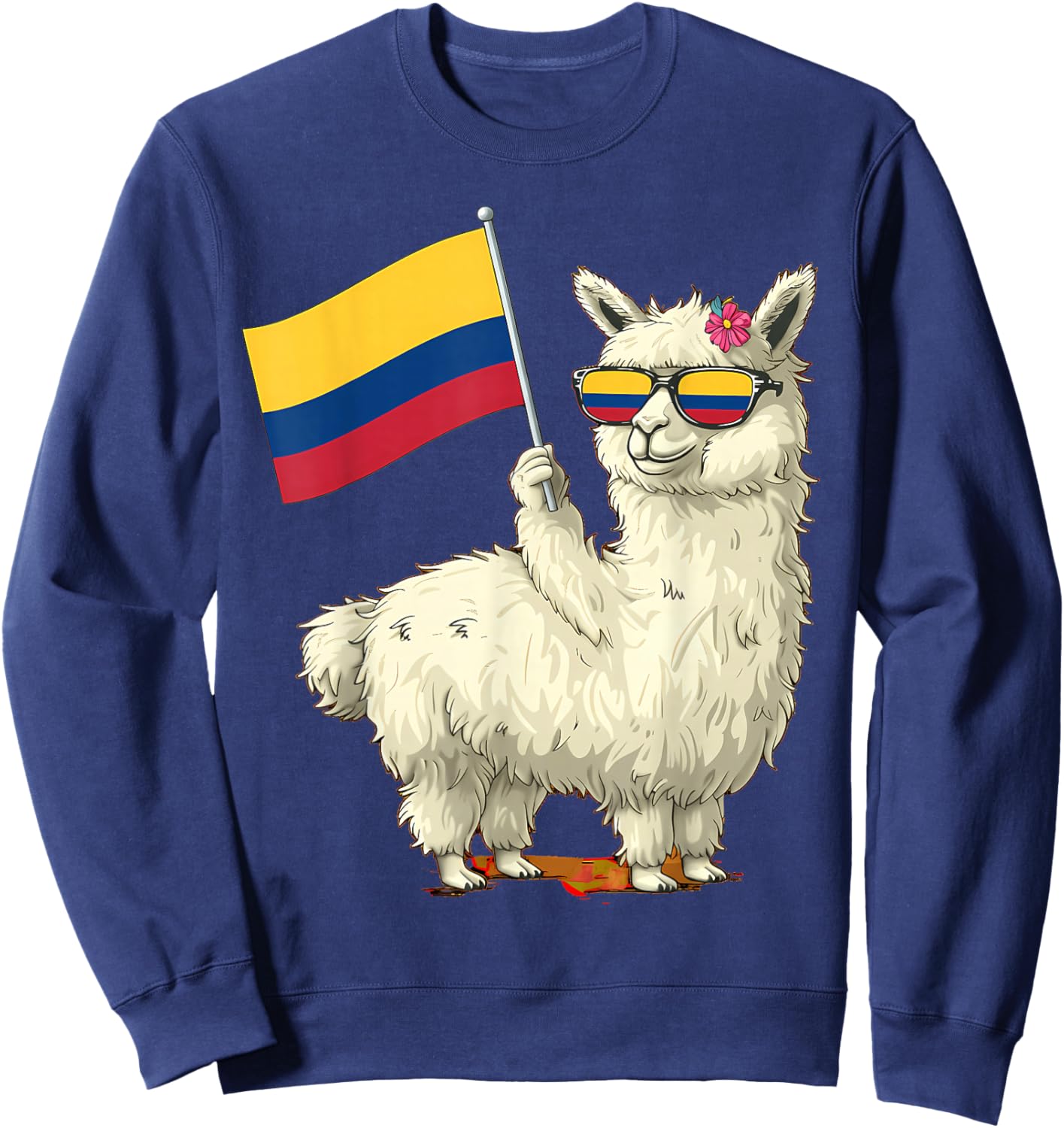 Colombia Flag Llama Colombian Flag Alpaca Colombian Roots Sweatshirt - Sweatshirt | Navy