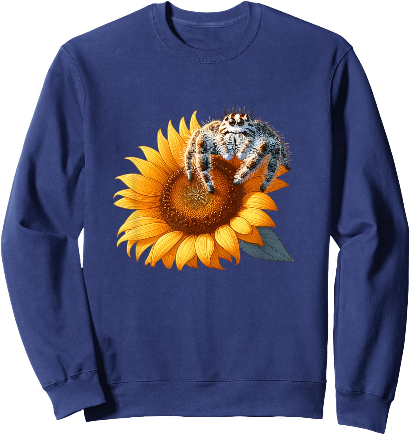 Jumping Spider on a Sunflower Sweatshirt - Sweatshirt | Navy