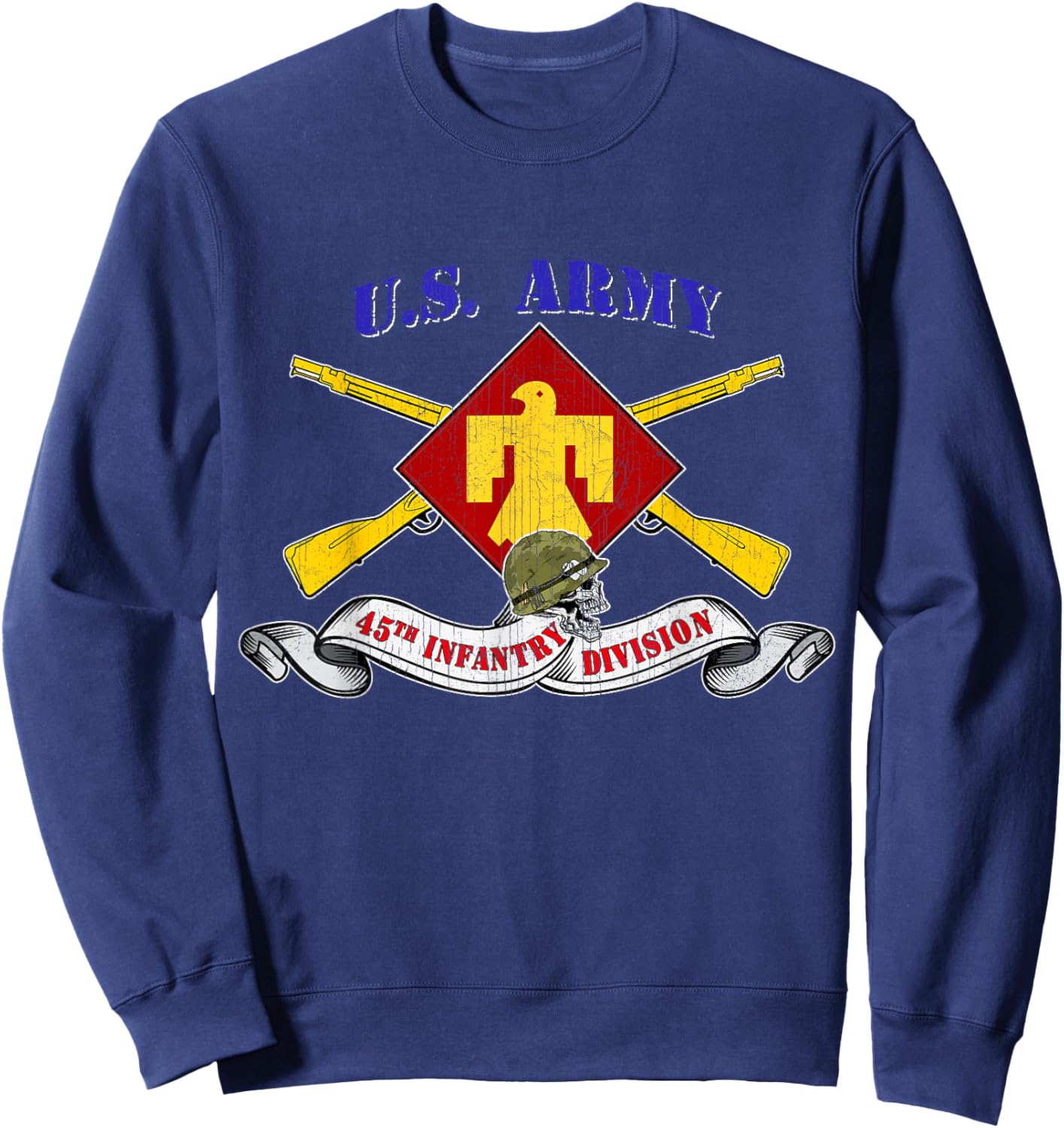 45th Infantry Division 45th ID Veteran Vintage Gifts Sweatshirt - Sweatshirt | Navy