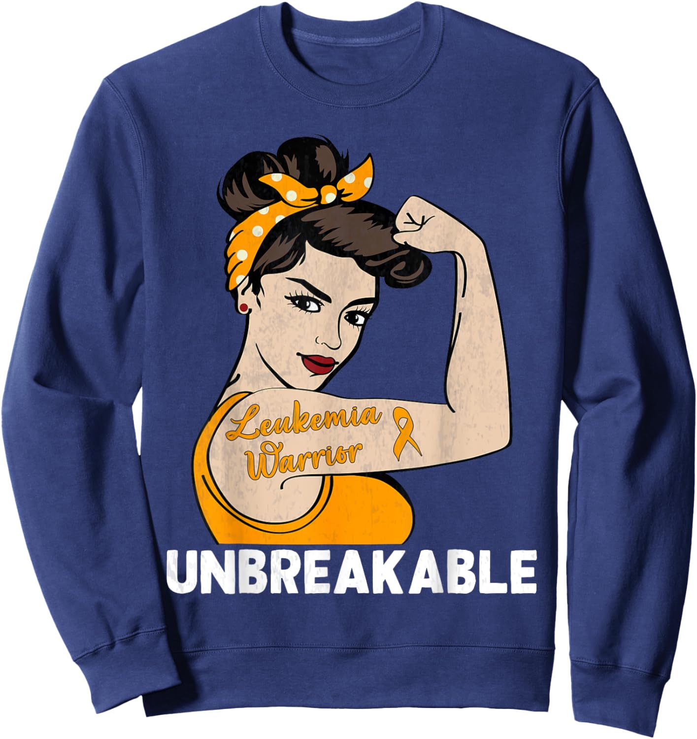 Leukemia Warrior Women Mom Daughter Unbreakable Awareness Sweatshirt - Sweatshirt | Navy