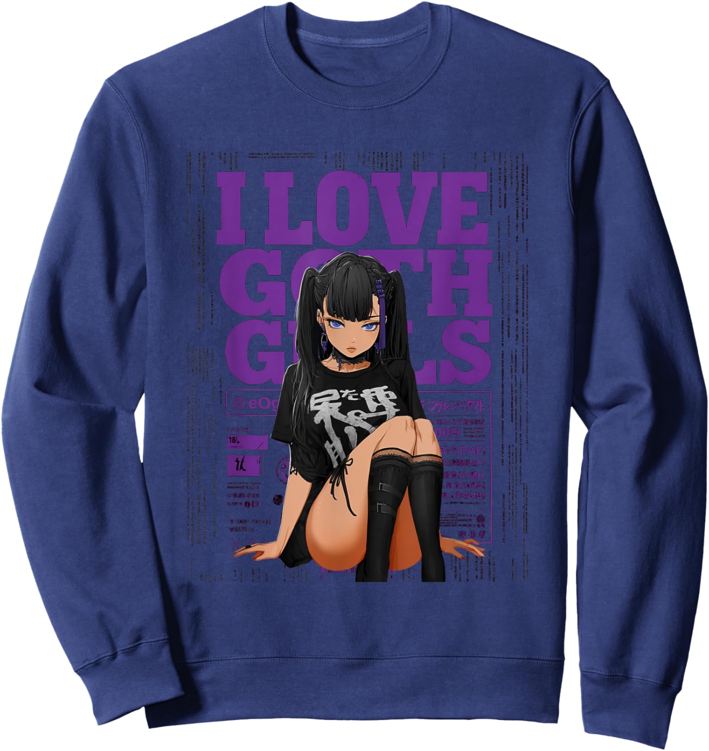 I Love Goth Girls – Titelseite für Herren, Gothic, Anime, Goth Lover Sweatshirt - Sweatshirt | Navy