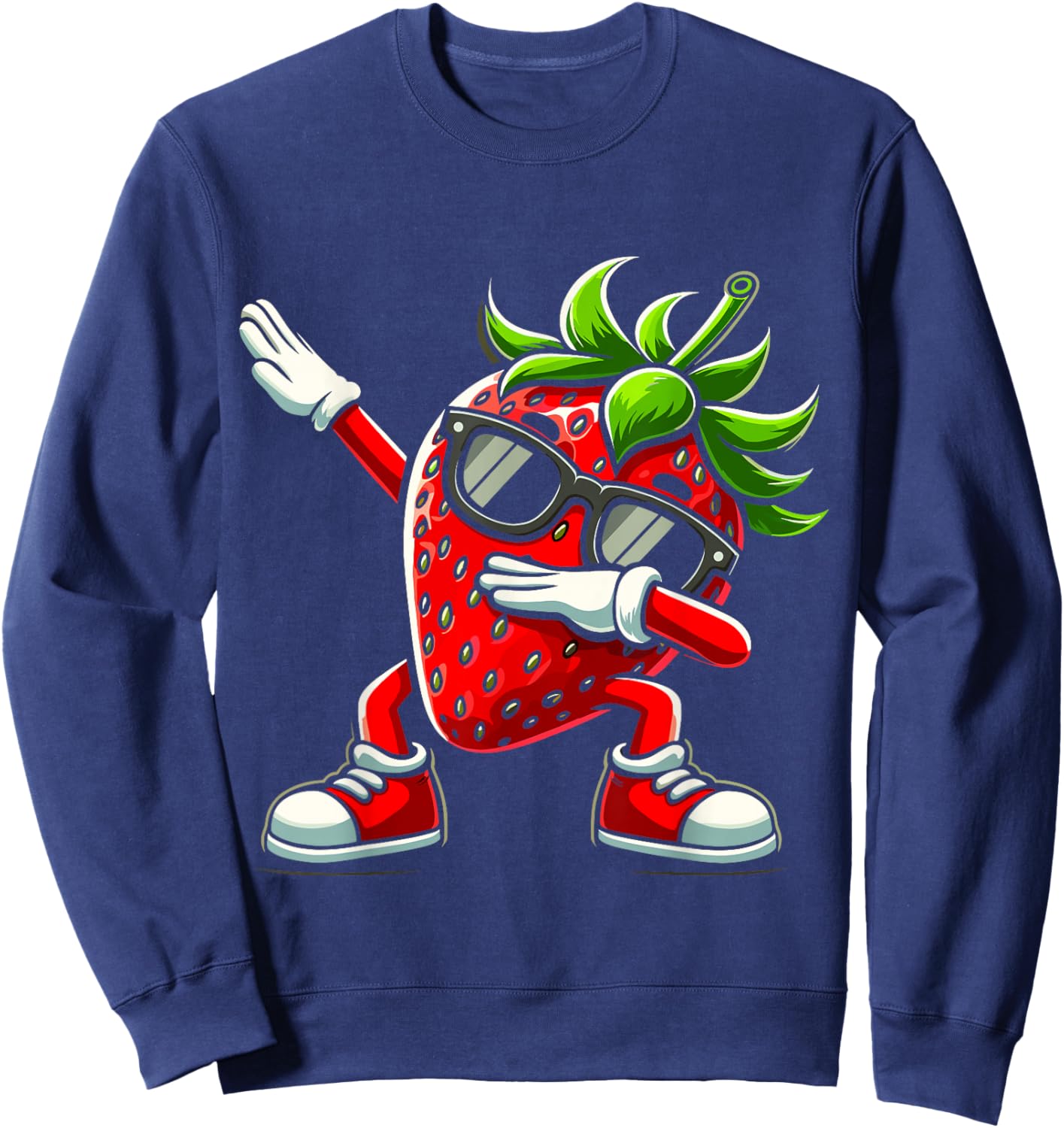 Funny Dabbing Strawberry Summer Fruit Lover Men Women Kids Sweatshirt - Sweatshirt | Navy