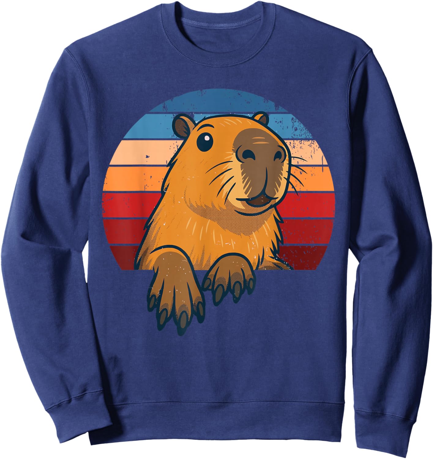 Retro Capybara Vintage Novelty Funny Capybara Sweatshirt - Sweatshirt | Navy