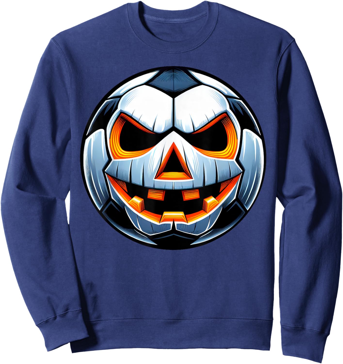 Funny Halloween Jack O Lantern Soccer Player Coach Pitcher Sweatshirt - Sweatshirt | Navy