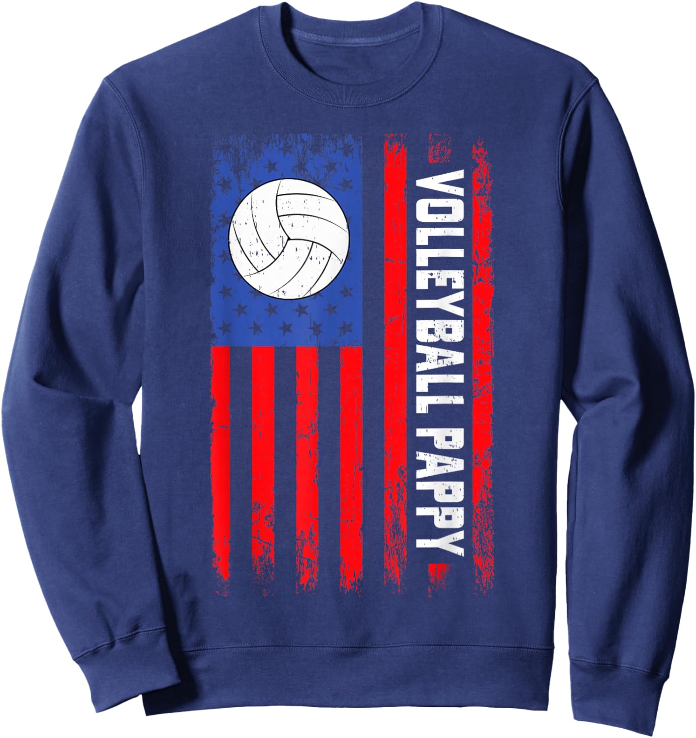 Volleyball Pappy American Flag Funny Volleyball Player Sweatshirt - Sweatshirt | Navy