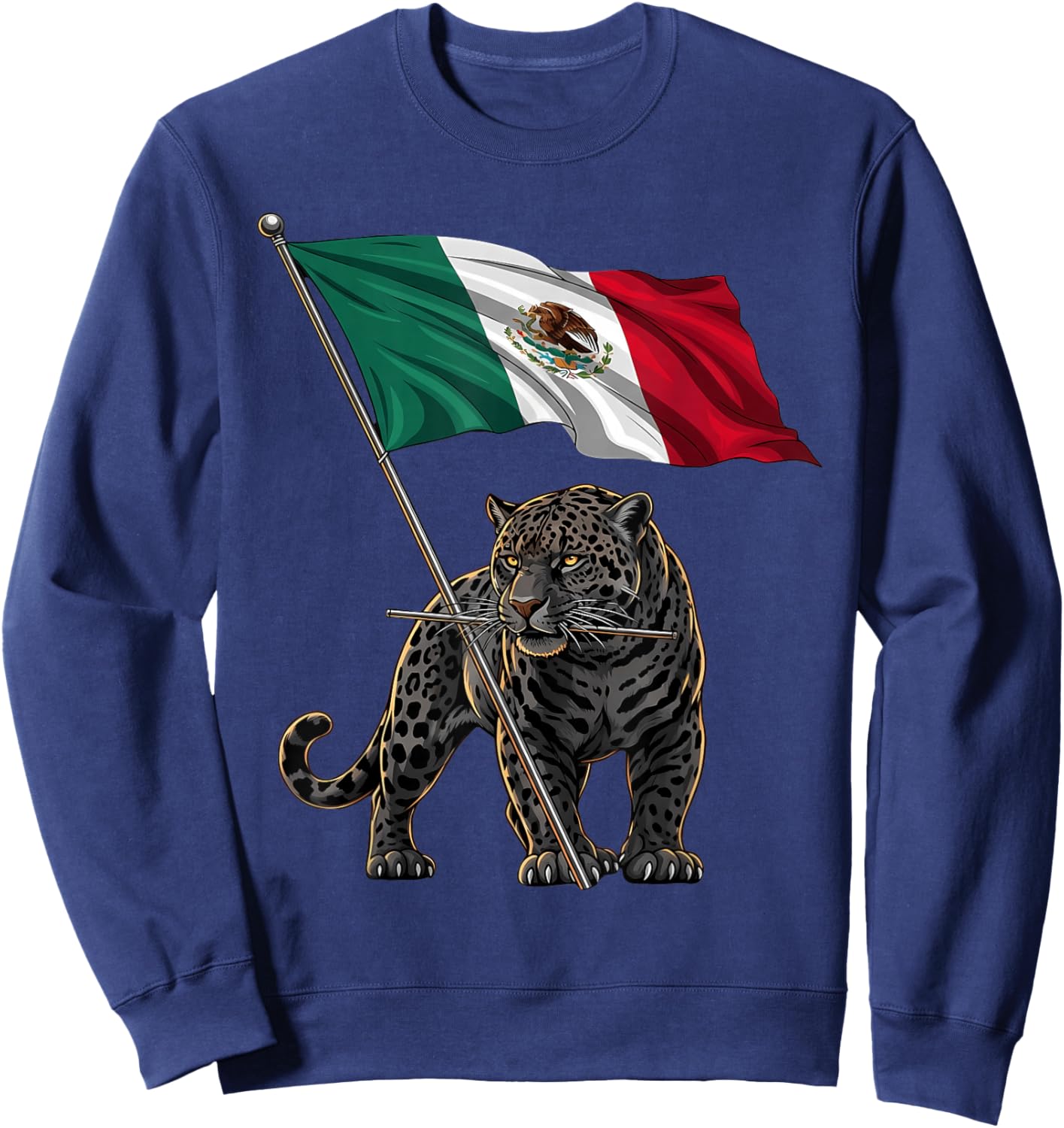 Mexico Flag Leopard Mexican Pride Mexican Roots Mexican Flag Sweatshirt - Sweatshirt | Navy