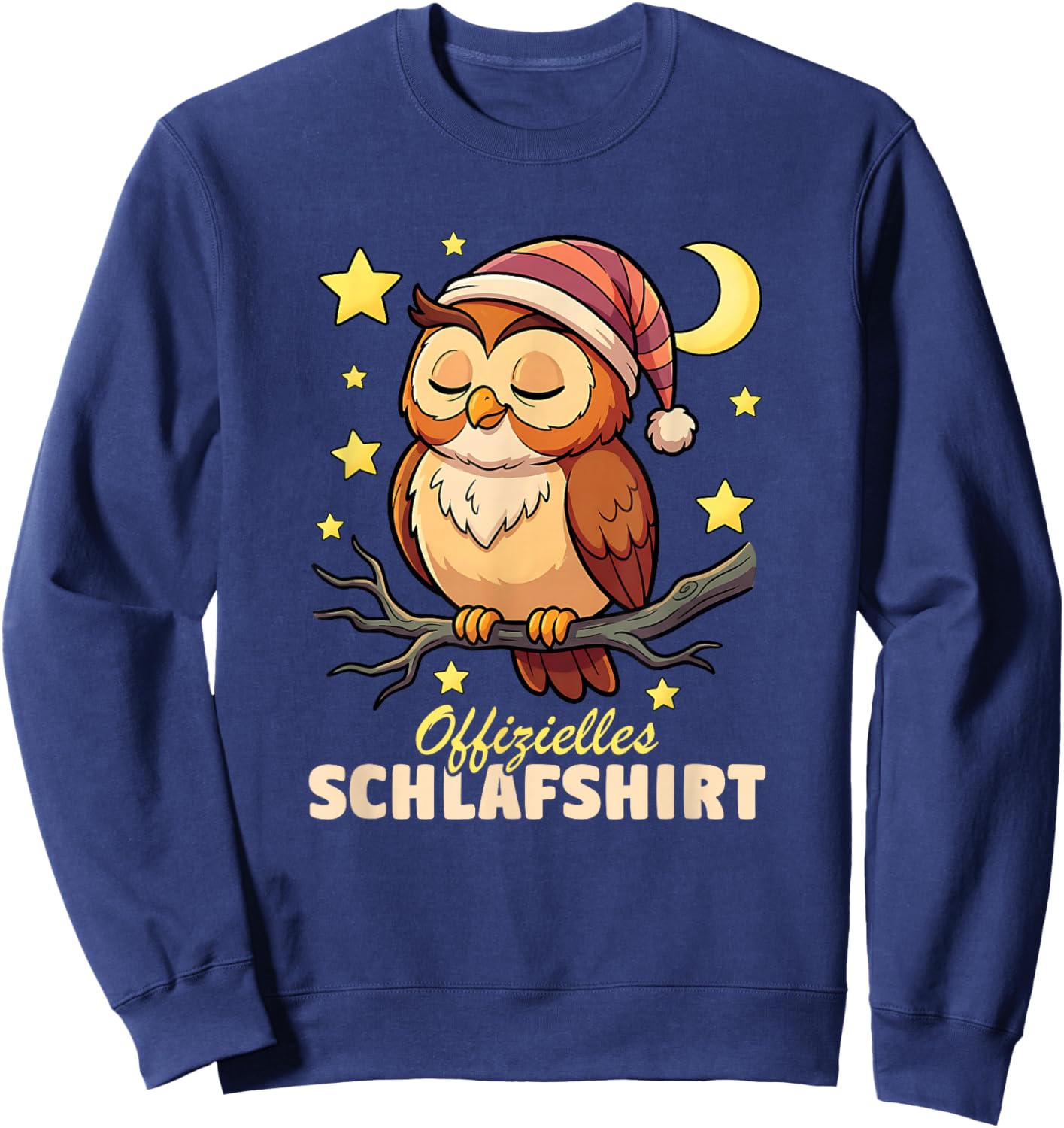 Official Sleep Shirt Owl Moon Stars Cute Cute Night Sweatshirt - Sweatshirt | Navy