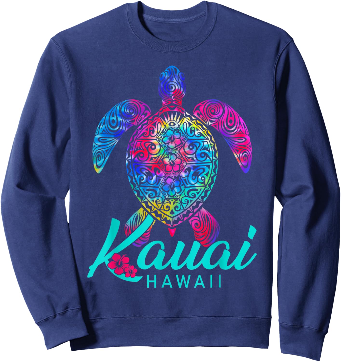 Kauai Hawaii Tribal Tie Dye Sea Turtle Sweatshirt - Sweatshirt | Navy