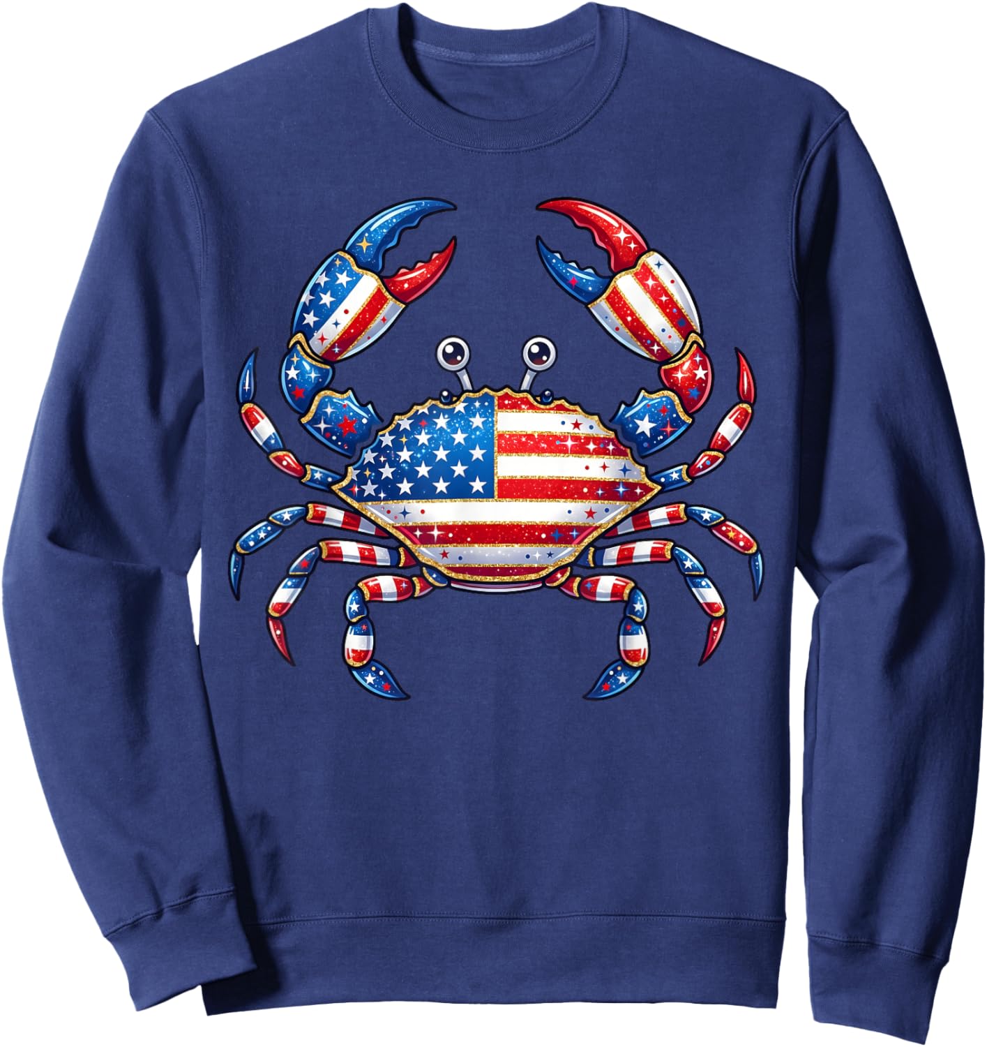American Flag Crab Patriotic 4th of July Seafood Sweatshirt - Sweatshirt | Navy