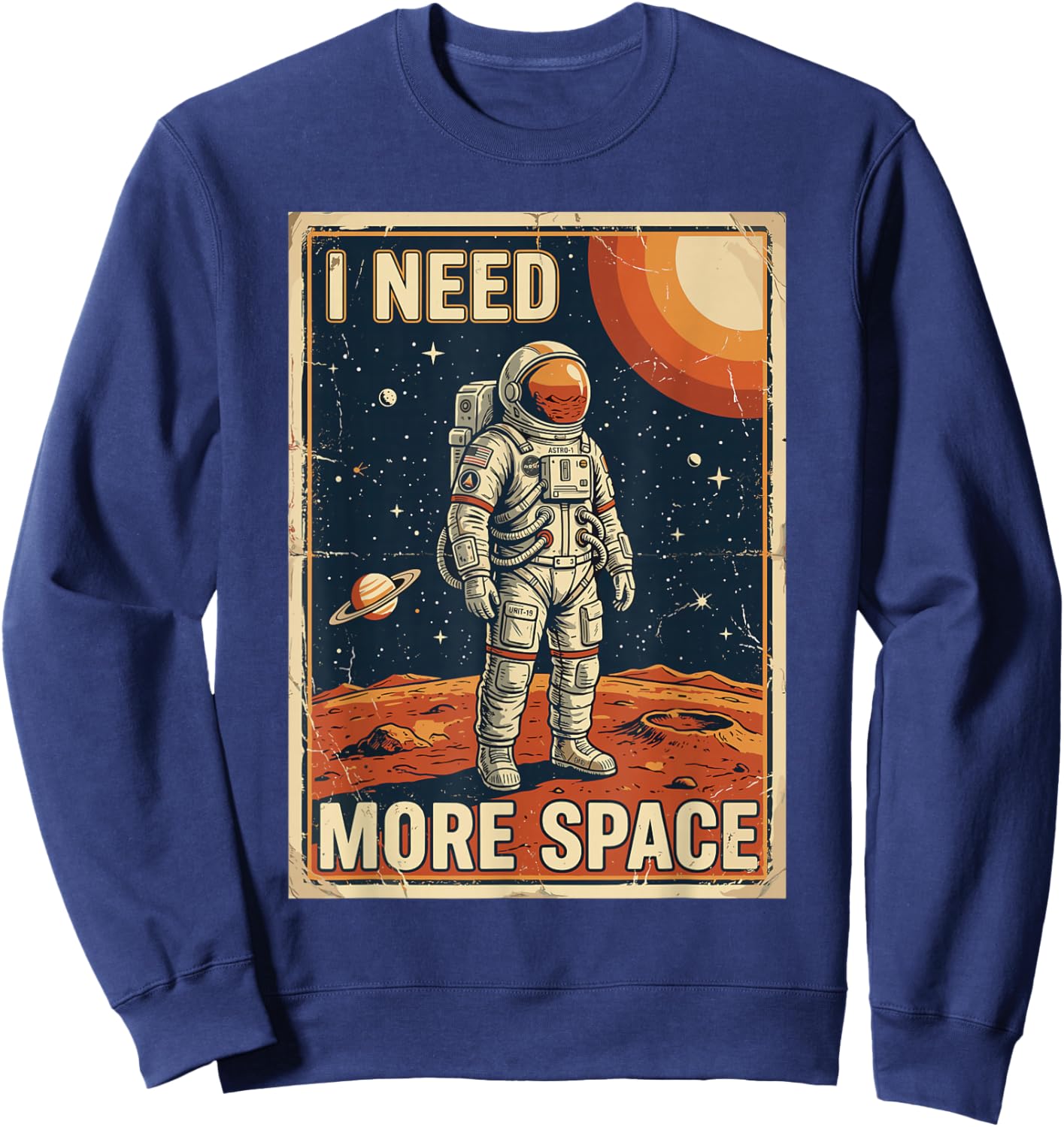 Vintage Astronaut Nerd Planets Space Astronomer Solar System Sweatshirt - Sweatshirt | Navy