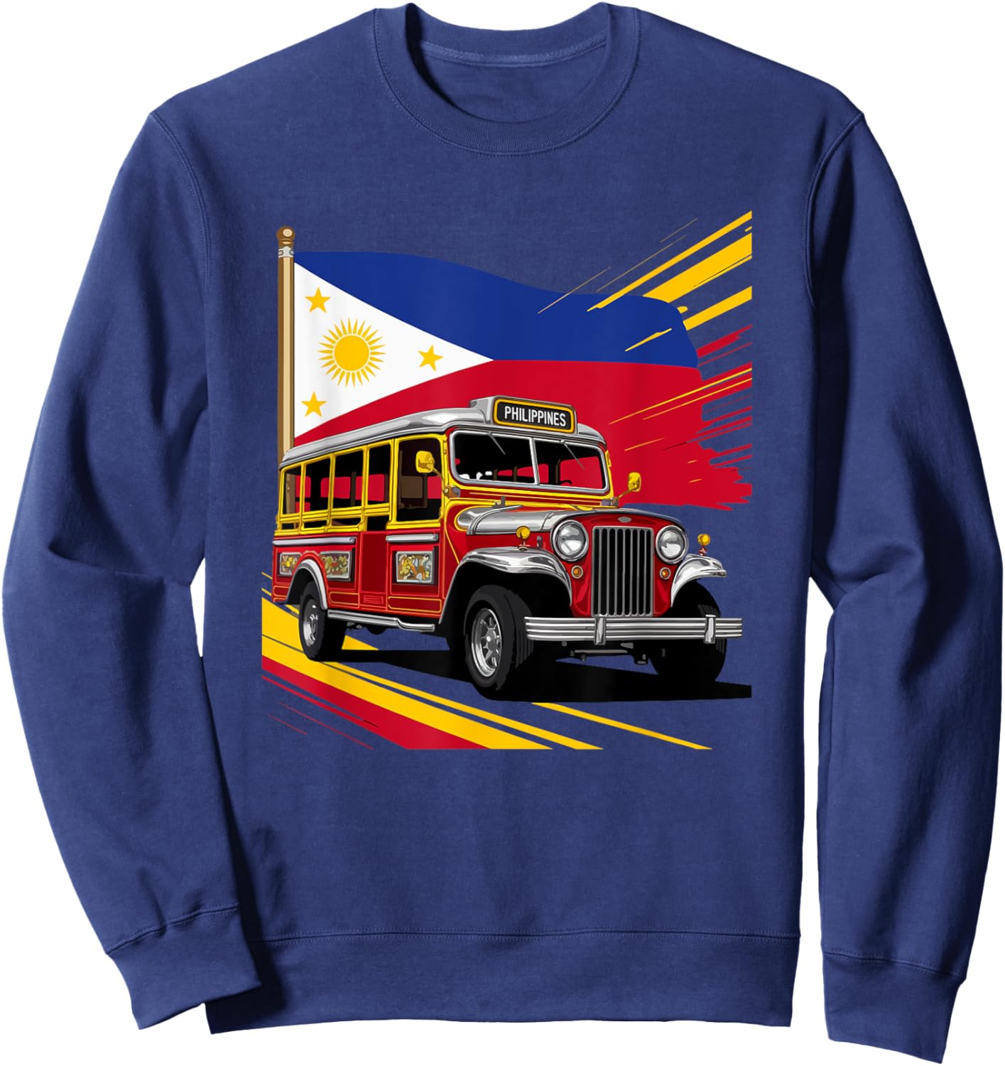 Philippines Flag Proud Filipino Souvenir Philippines Jeepney Sweatshirt - Sweatshirt | Navy