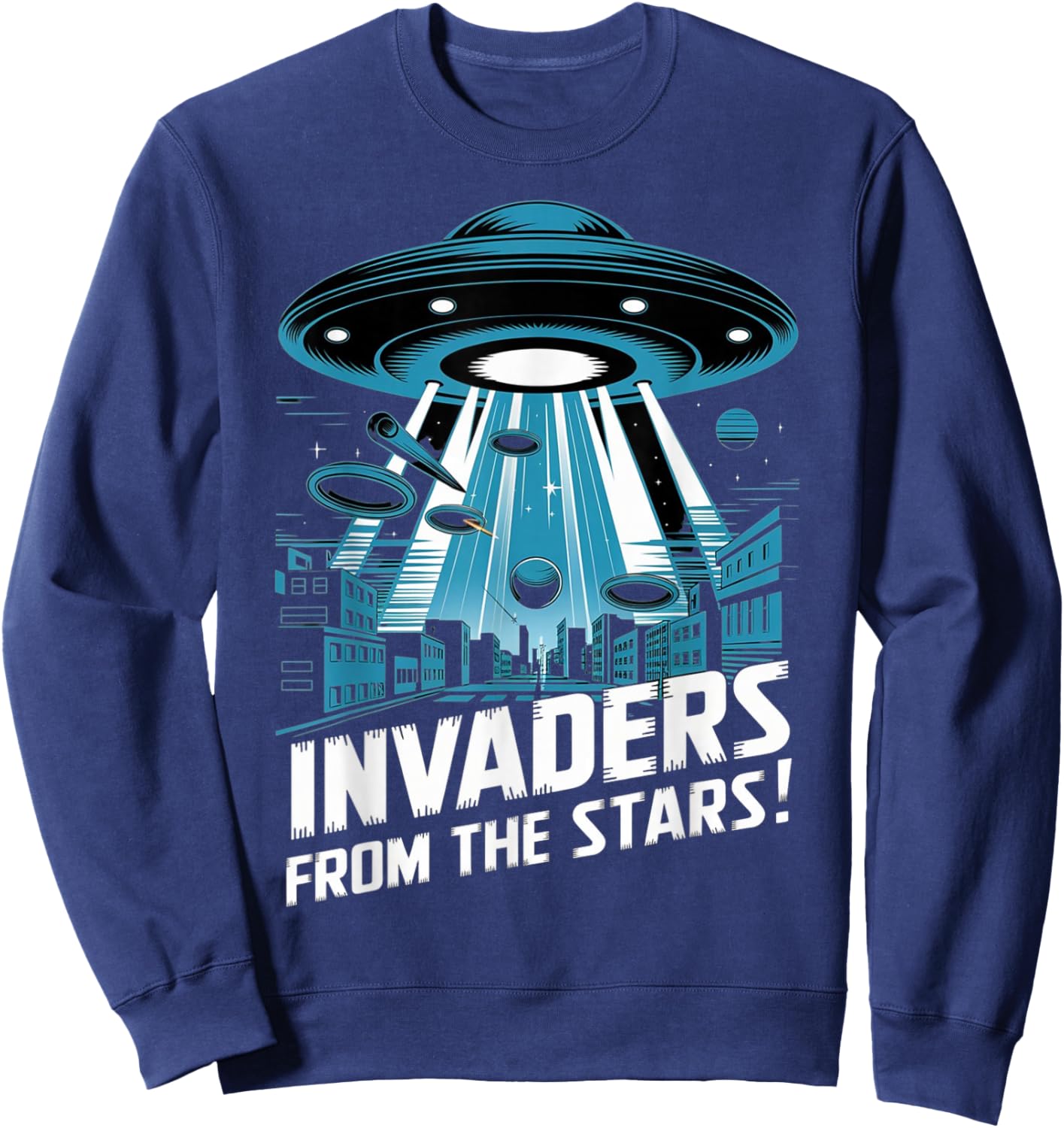 Alien Invasion Retro Style Science Movie Sweatshirt - Sweatshirt | Navy