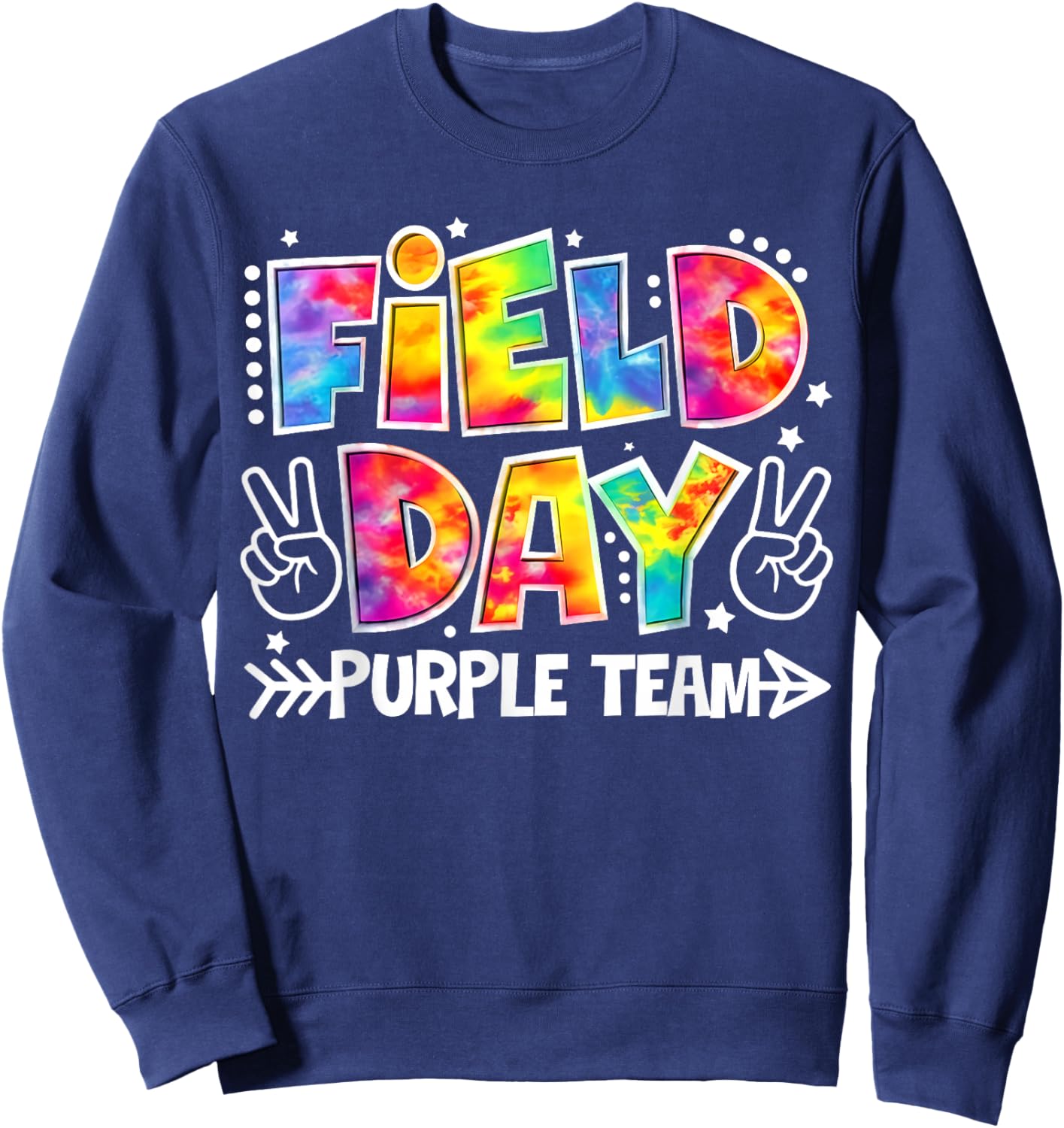 Funny Field Day Games Purple Team Tie Dye Teacher Kids Sweatshirt - Sweatshirt | Navy