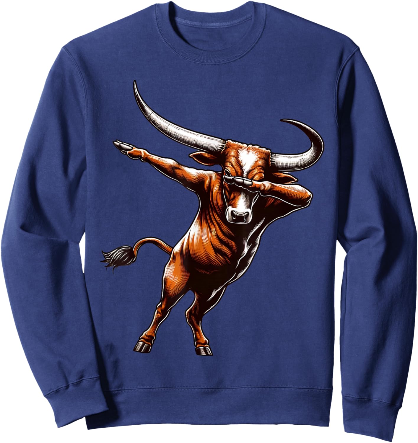 Dabbing Longhorn Cow Bull Lovers for Youth Toddler Kids Boys Sweatshirt - Sweatshirt | Navy