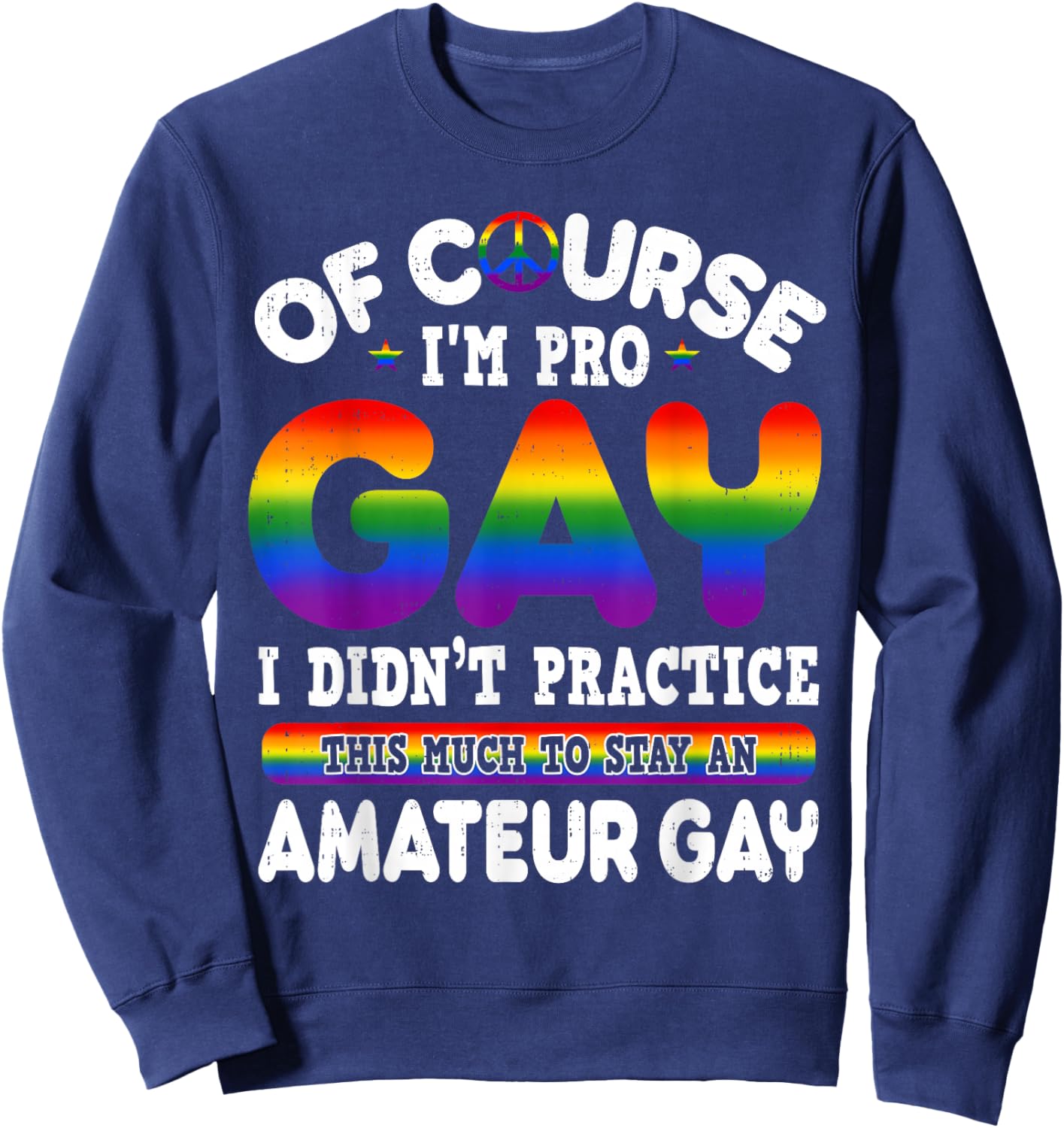 Funny Pro Gay Pride LGBTQ Rainbow Flag LGBT Humor Sweatshirt - Sweatshirt | Navy