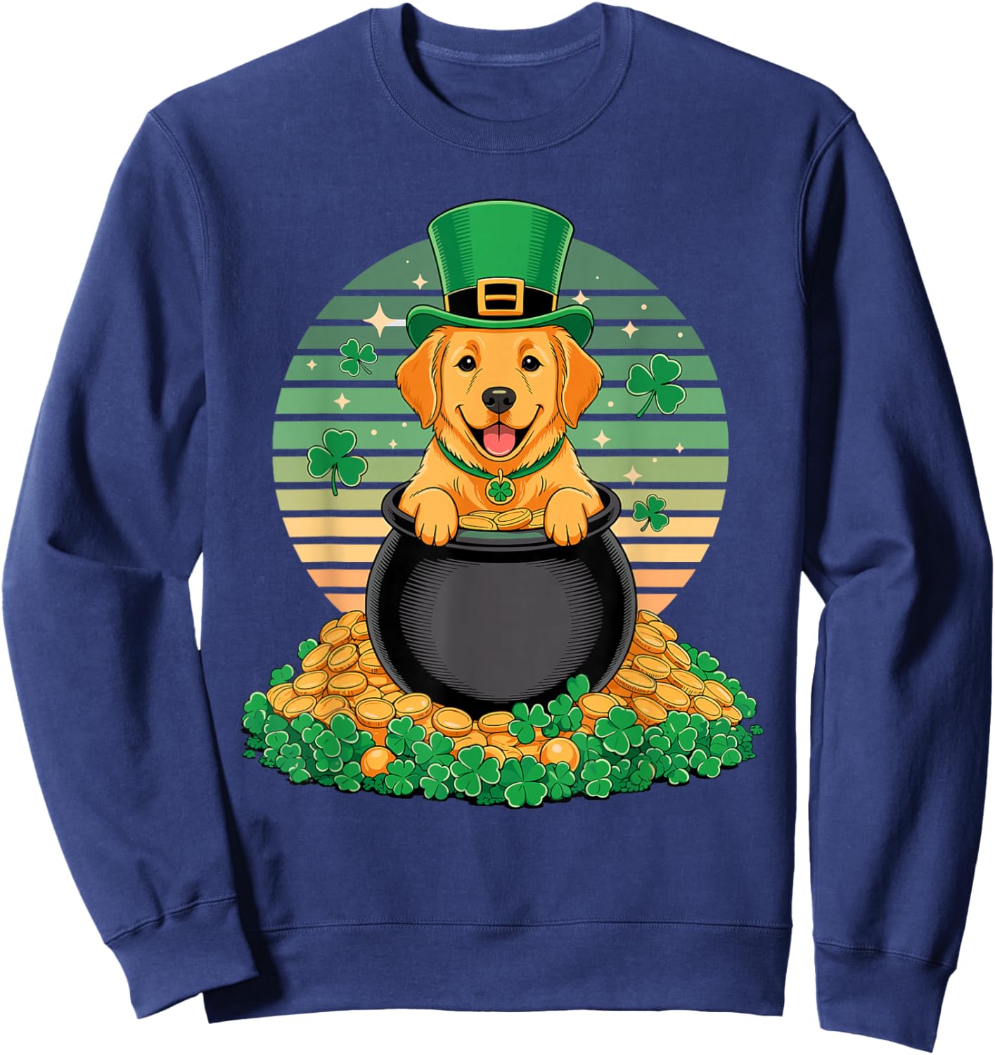 Golden Retriever St Patricks Day Leprechaun GR Goldie Sweatshirt - Sweatshirt | Navy