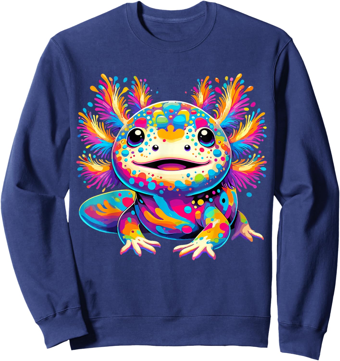 Axolotl Kawaii Colorful love Axolotls Sweatshirt - Sweatshirt | Navy
