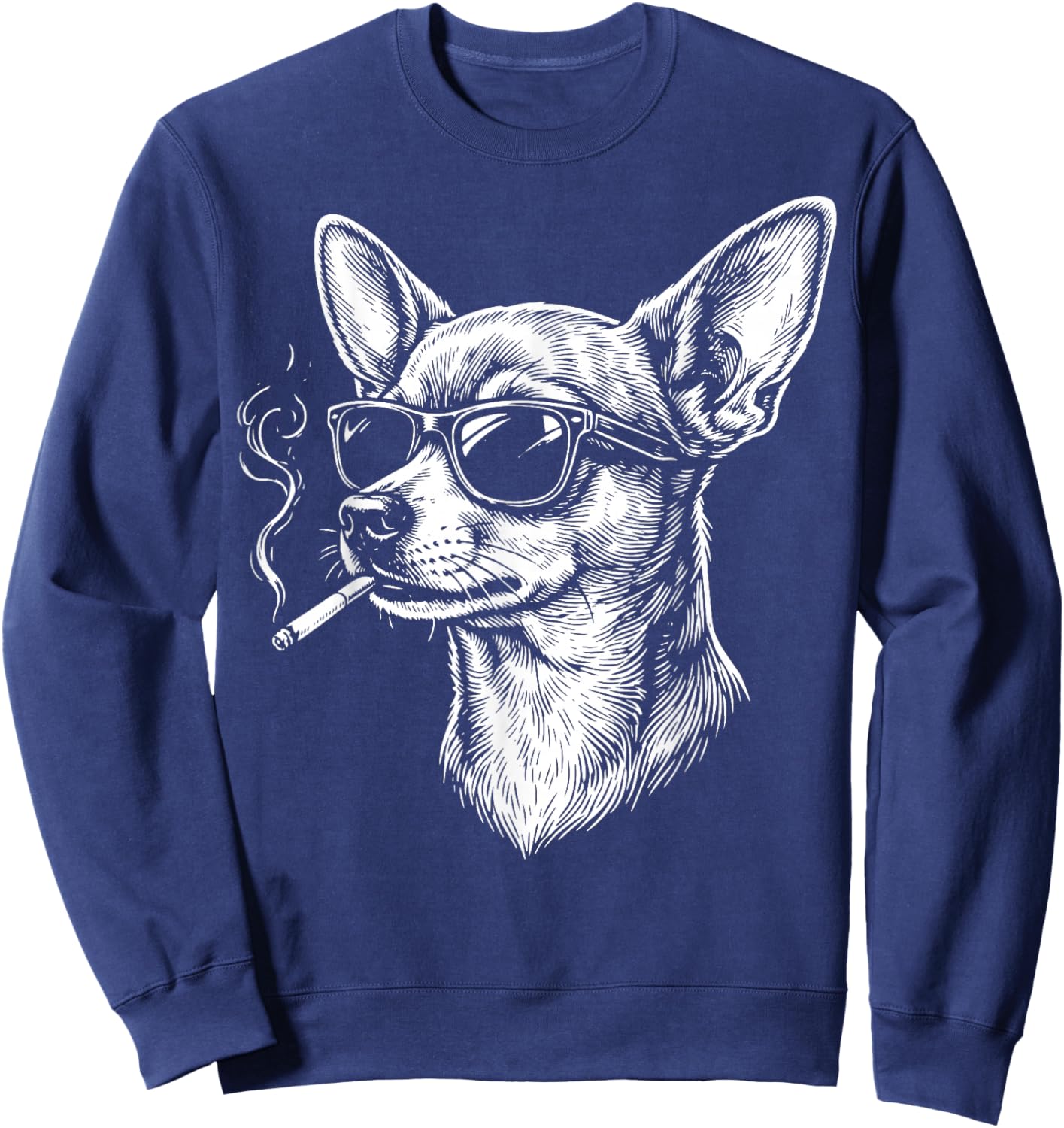 Chihuahua Fumer Cigarette Sweatshirt - Sweatshirt | Navy
