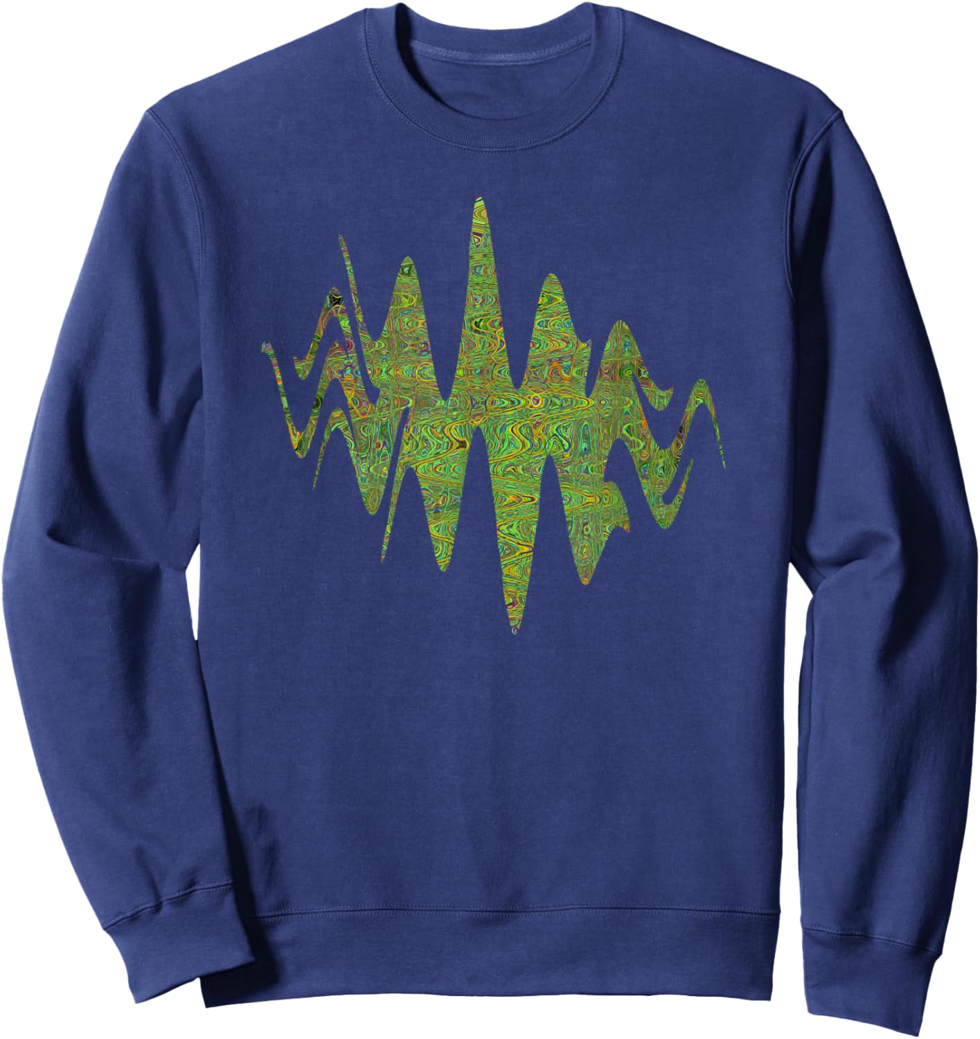 Retro abstrakte Chartreuse-grüne Schnörkellinien Sweatshirt - Sweatshirt | Navy