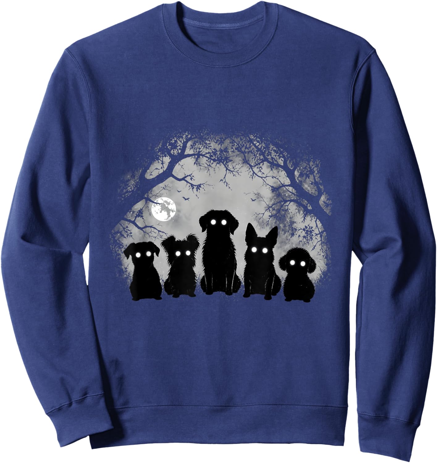 Creepy Funny Spooky Dog Alt Goth Grunge Horror Aesthetic Sweatshirt - Sweatshirt | Navy