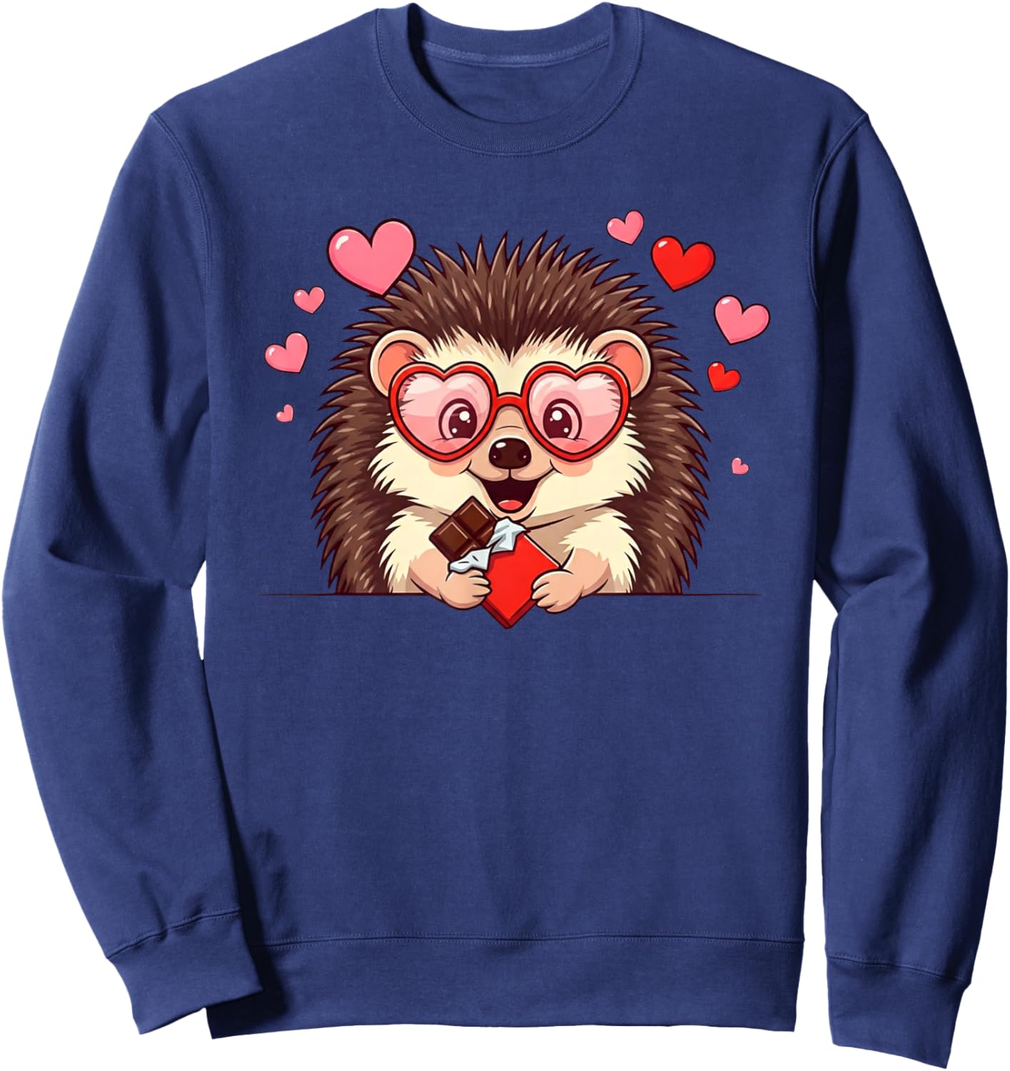 Funny Hedgehog Heart Chocolate Valentine Kids Sweatshirt - Sweatshirt | Navy