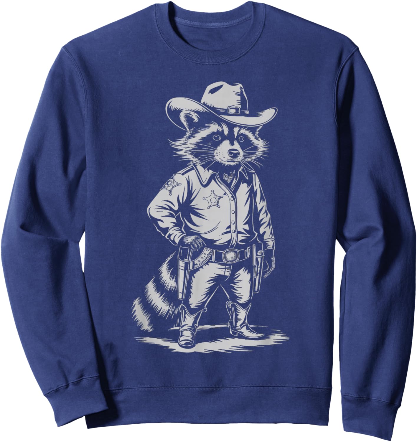 Vintage Style Raccoon Panda Cowboy Western Country Cowgirl Sweatshirt - Sweatshirt | Navy