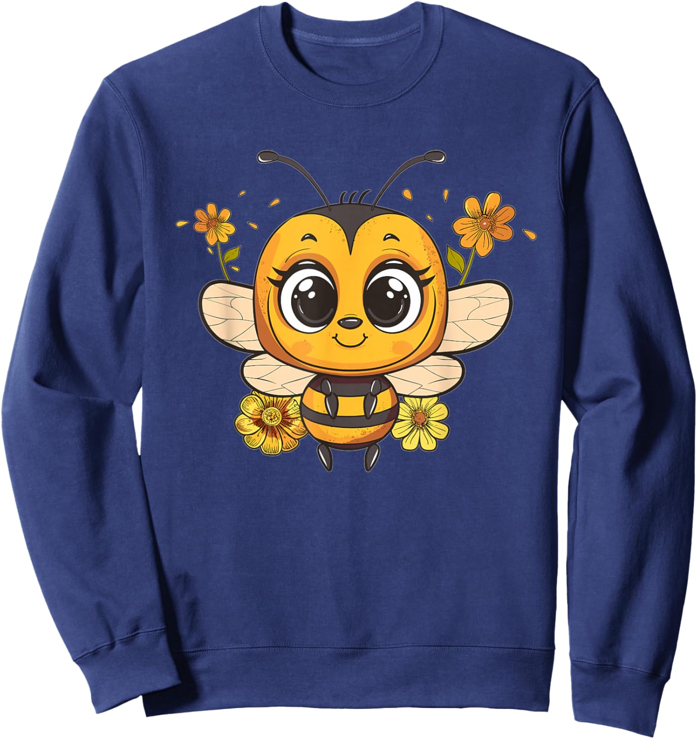 Cute Bee with Flowers I Kids Bee Sweatshirt - Sweatshirt | Navy