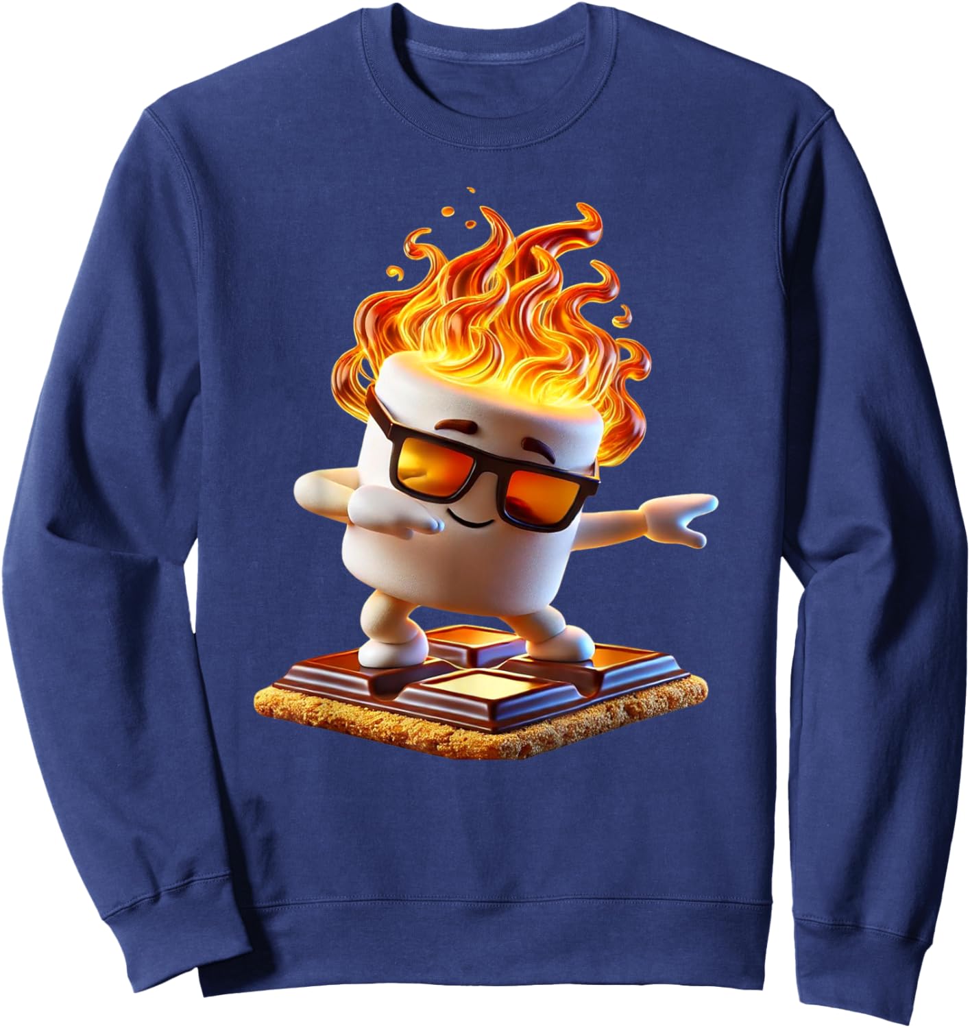 Dabbing Smore Marshmallow Cute Dab Dance Camping Camper Gift Sweatshirt - Sweatshirt | Navy
