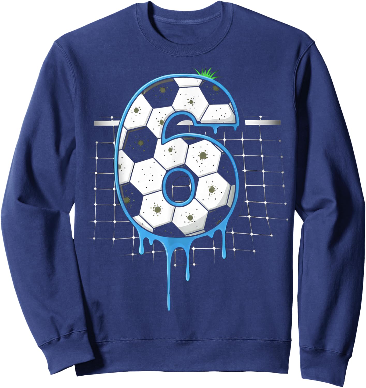 Soccer 6 Year Old Ice Cream Drip Youth 6th Birthday Boy 6 Sweatshirt - Sweatshirt | Navy