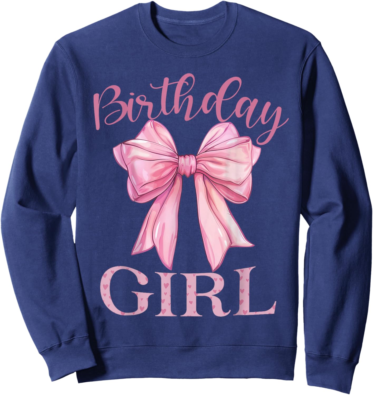 Birthday Girl Shirt Coquette Bow Birthday Party Sweatshirt - Sweatshirt | Navy