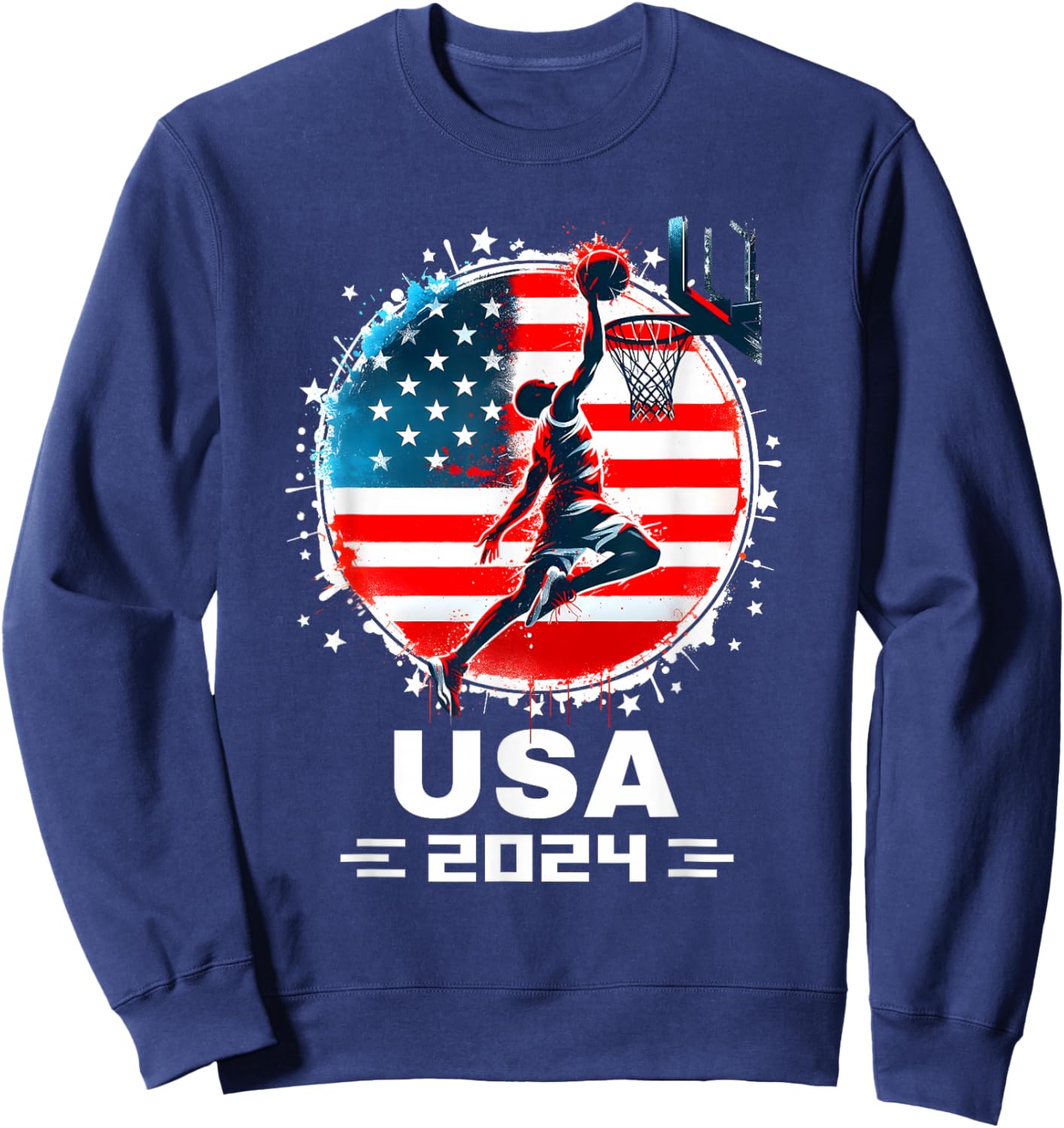 USA Team 2024 Basketball Shirt Women Kids Basketball Sweatshirt - Sweatshirt | Navy