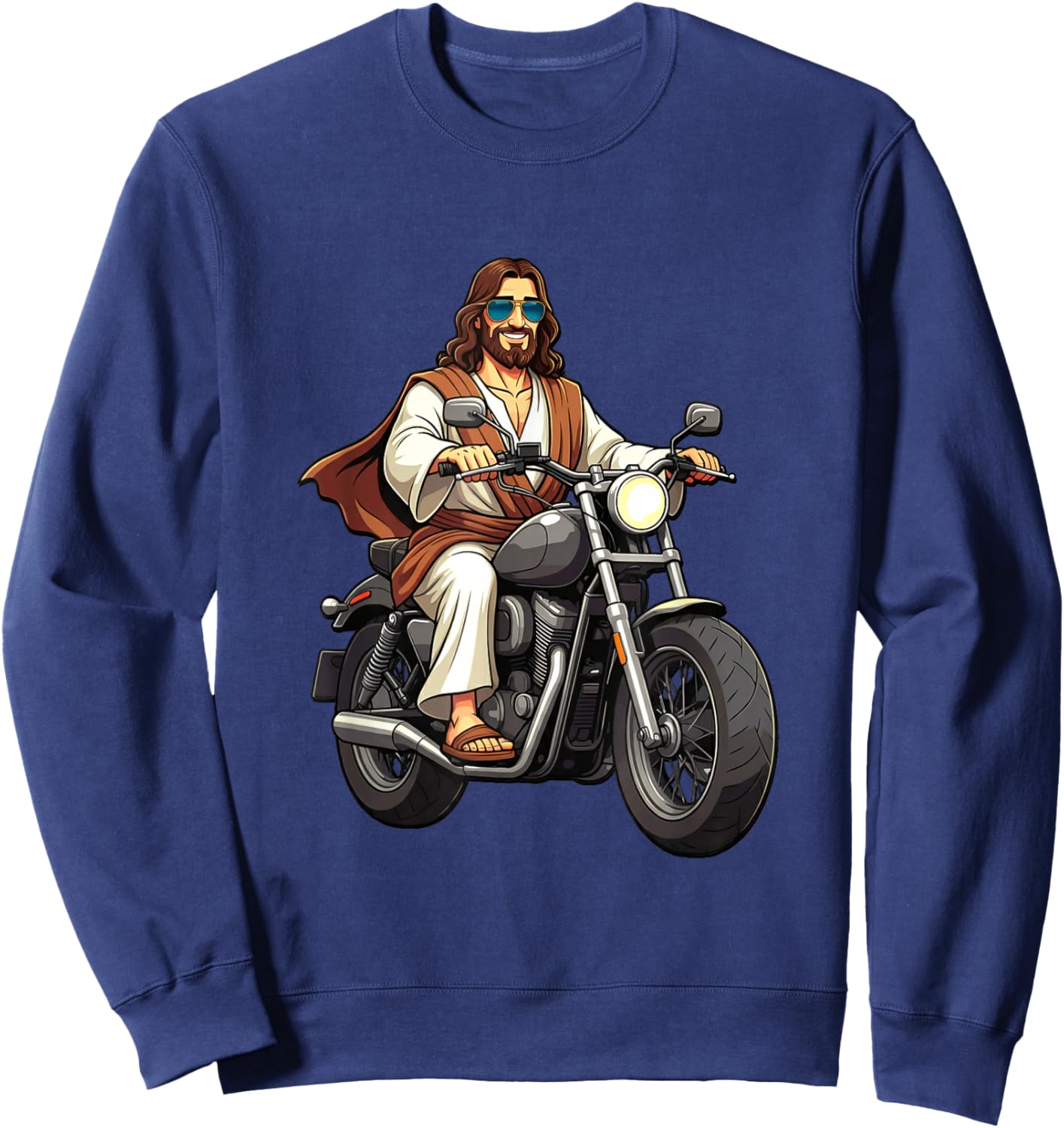 Jesus On A Motorcycle Sweatshirt - Sweatshirt | Navy