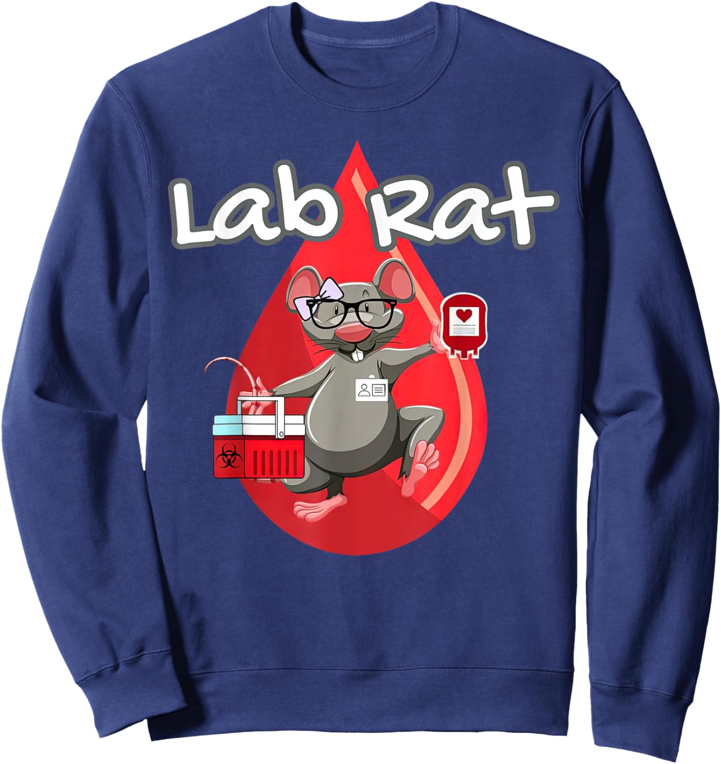Cute Lab Rat Blood Bank Medical Technologist Scientist Tech Sweatshirt - Sweatshirt | Navy