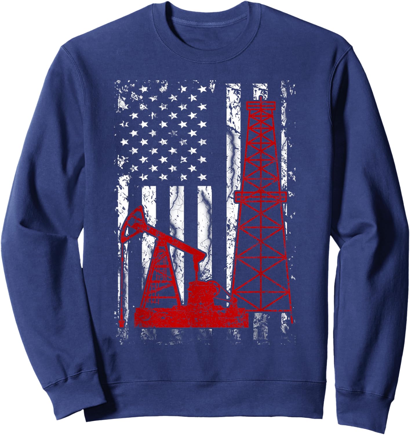 Proud American Oil Worker Oilfield Man Workers America Gift Sweatshirt - Sweatshirt | Navy