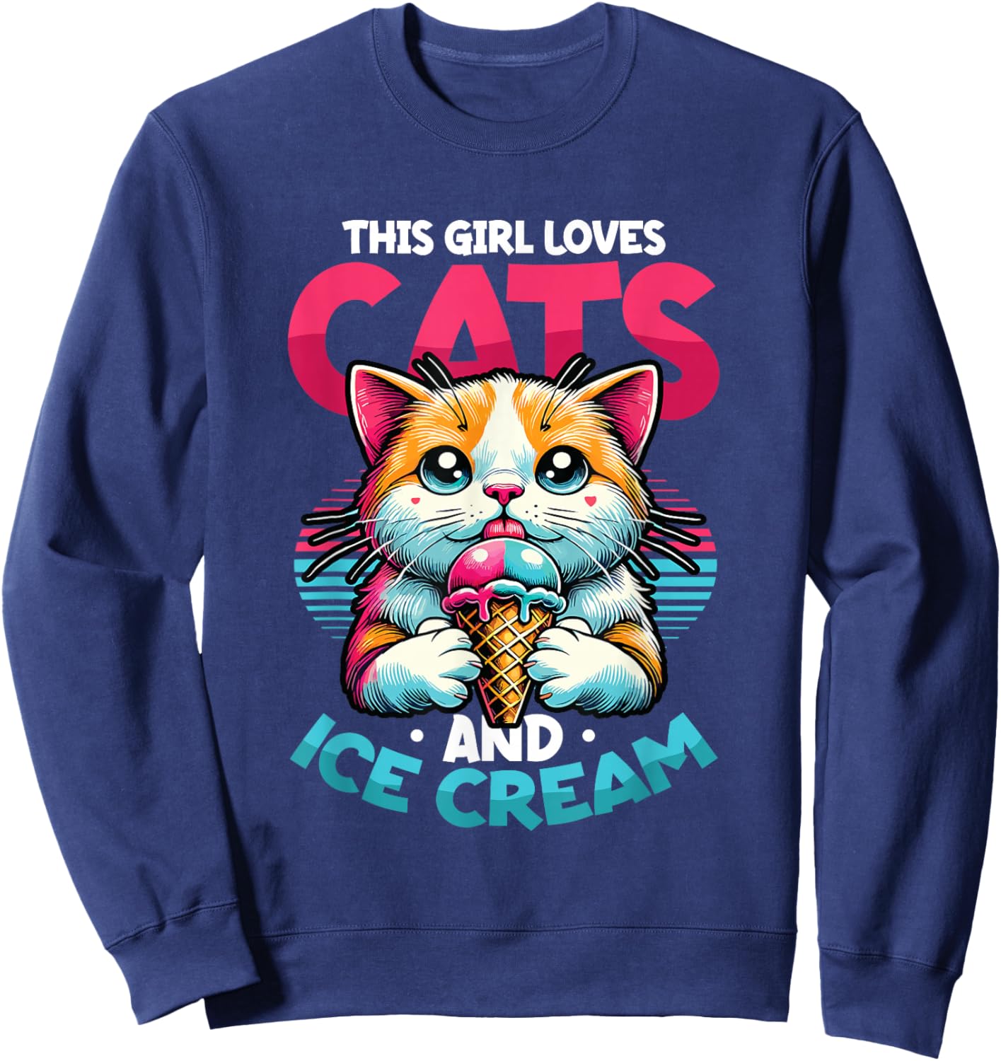 This Girl Loves Cats And Ice Cream Sweatshirt - Sweatshirt | Navy