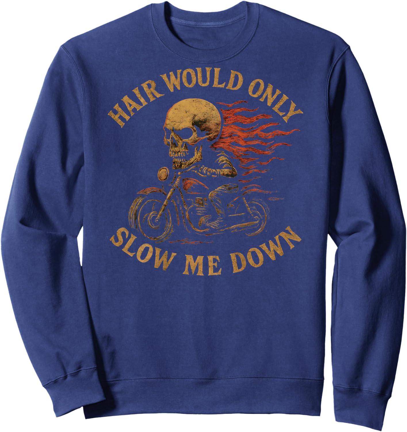 Bald Biker Skull Motorcycle Rider Funny Graphic Sweatshirt - Sweatshirt | Navy
