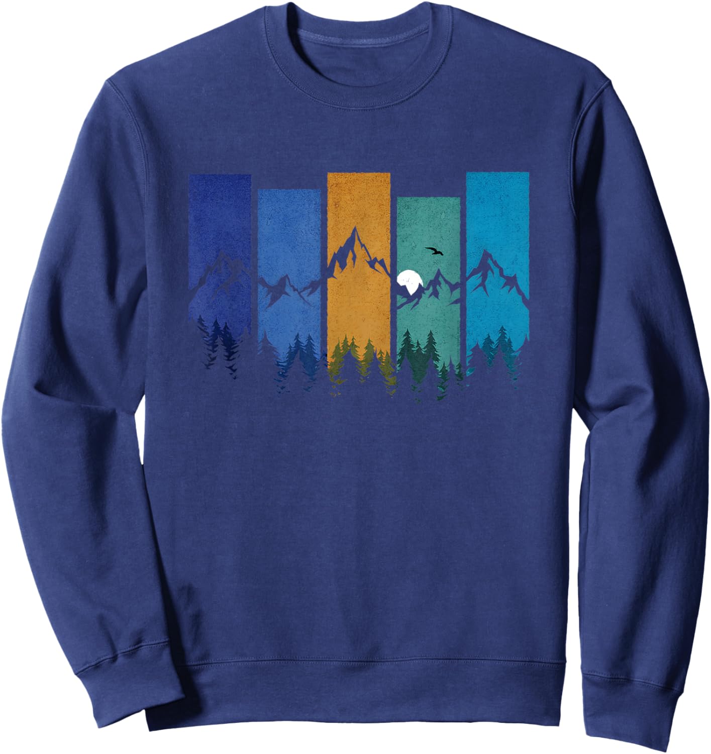 Trees Mountains Moon Adventure Outdoor Wildlife Forest Sweatshirt - Sweatshirt | Navy