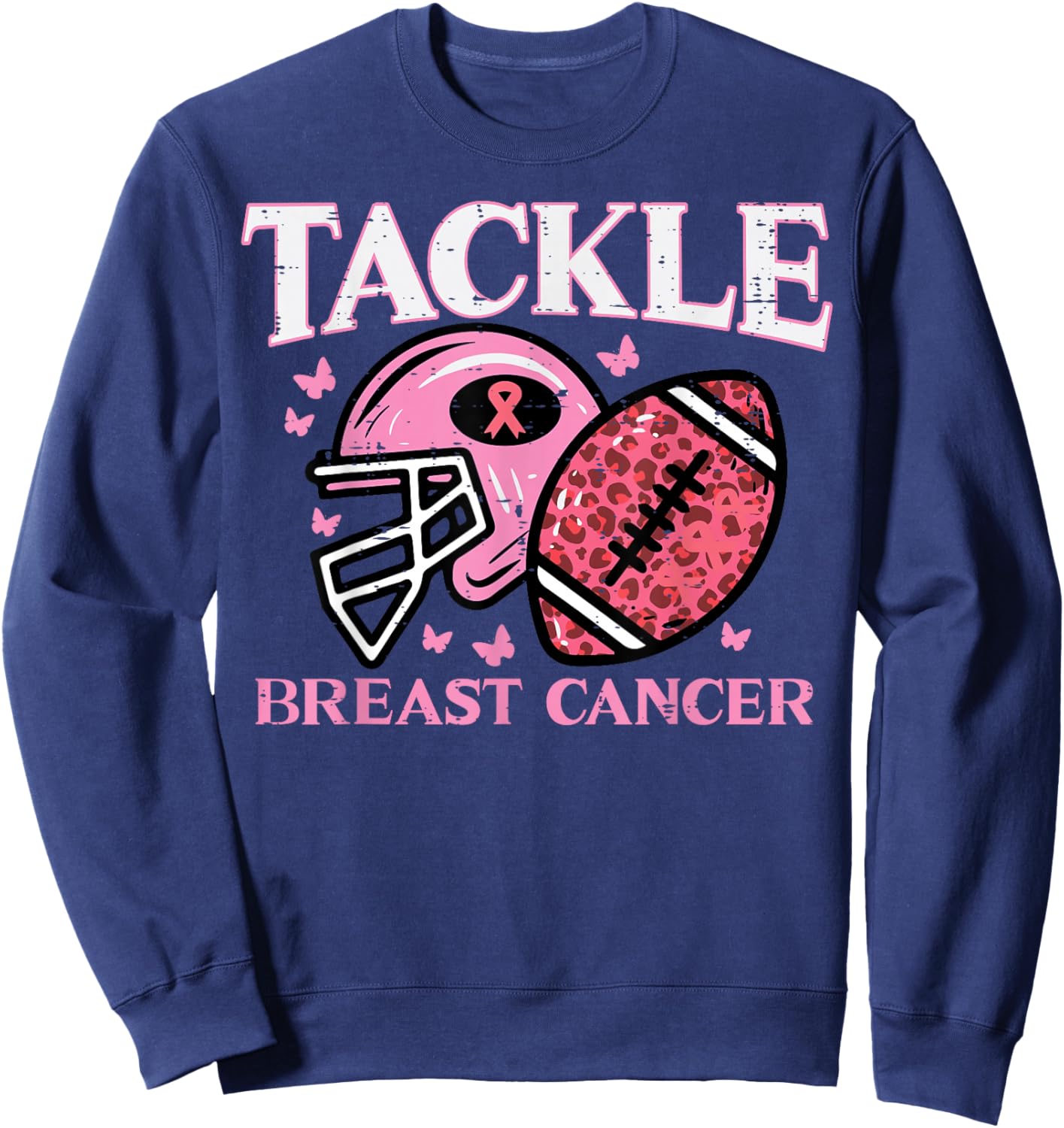 Breast Cancer American Football Awareness Men Boys Kid Women Sweatshirt - Sweatshirt | Navy