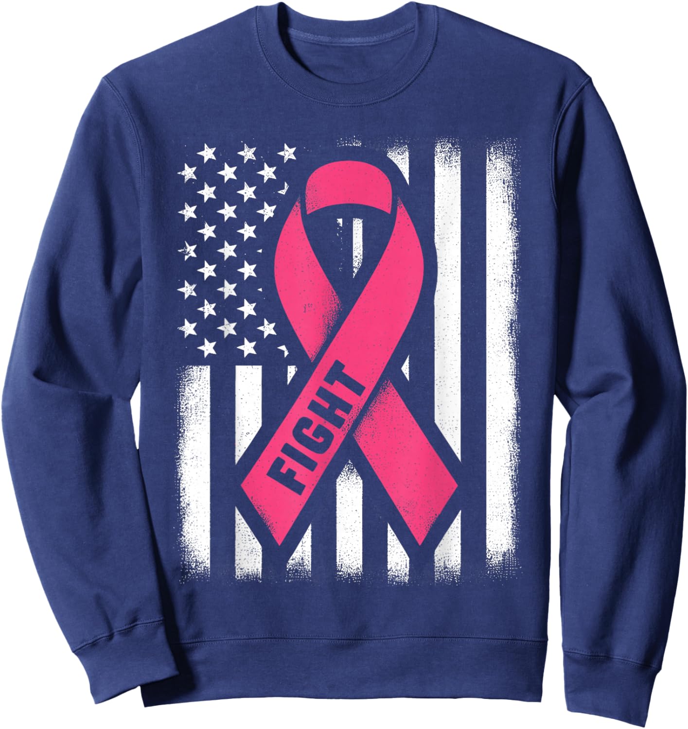 Fight Breast Cancer Shirts Breast Cancer Flag Shirt Sweatshirt - Sweatshirt | Navy
