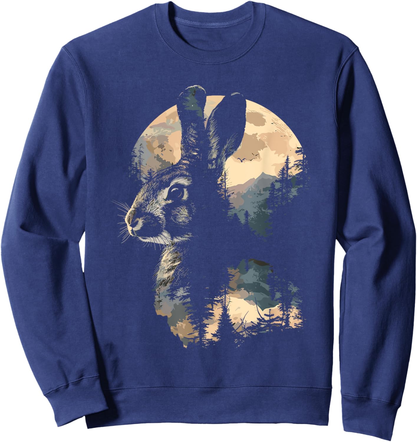Rabbit Mountain Landscape Nature Wildlife Sweatshirt - Sweatshirt | Navy