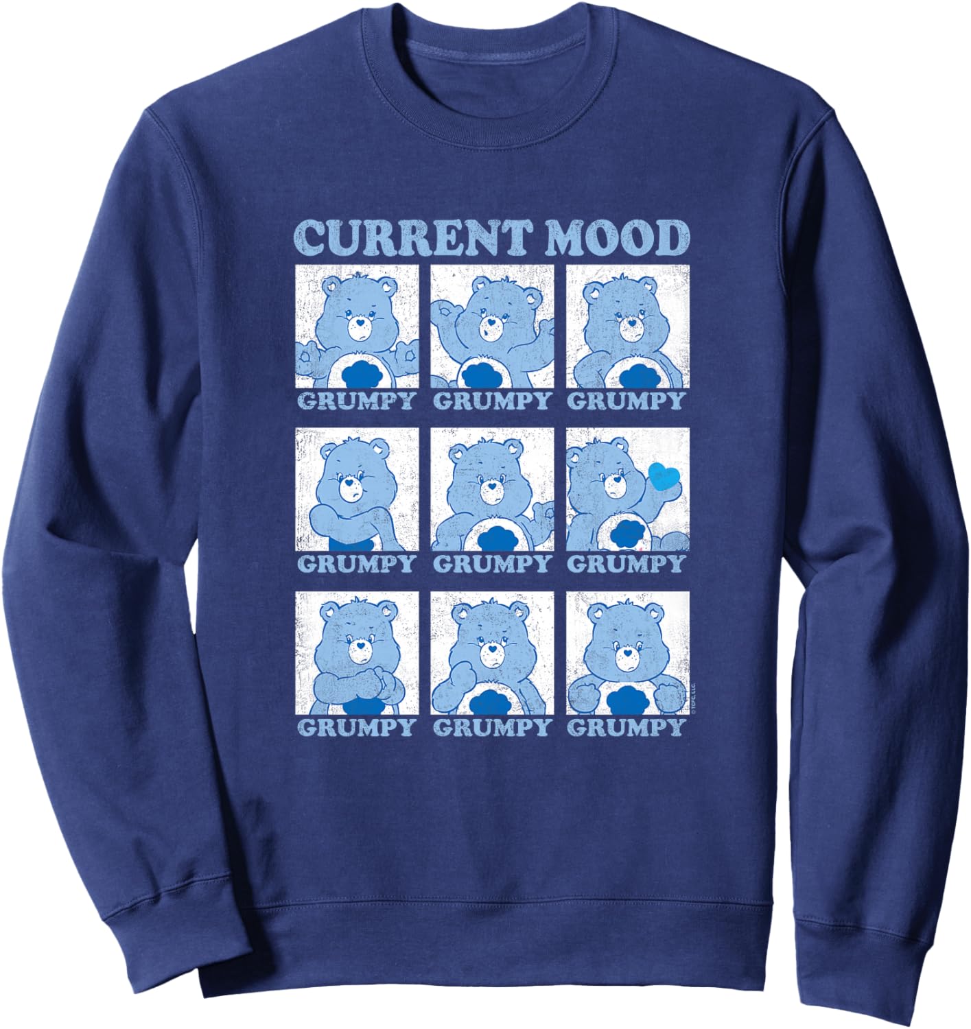 Care Bears Current Mood Grumpy Bear Squares Premium Sweatshirt - Sweatshirt | Navy