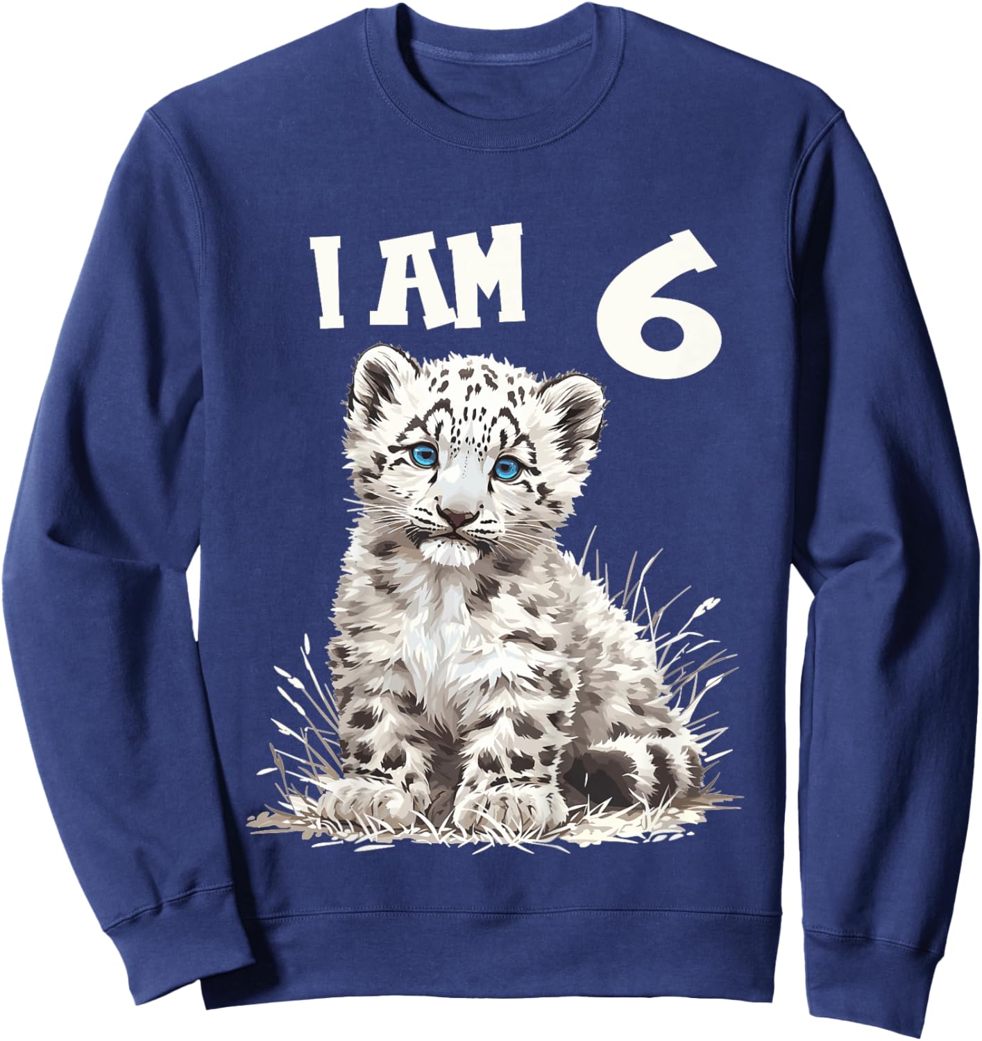 Kids 6 Years old 6 birthday Snow Leopards Boy girl Snow Leopard Sweatshirt - Sweatshirt | Navy