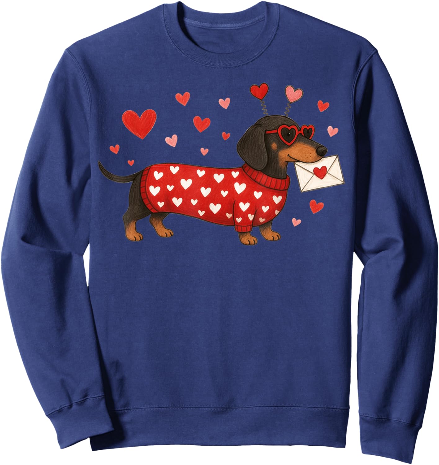 Dachshund Dog Valentine's Day Hearts Weiner Dog Sausage Mum Sweatshirt - Sweatshirt | Navy