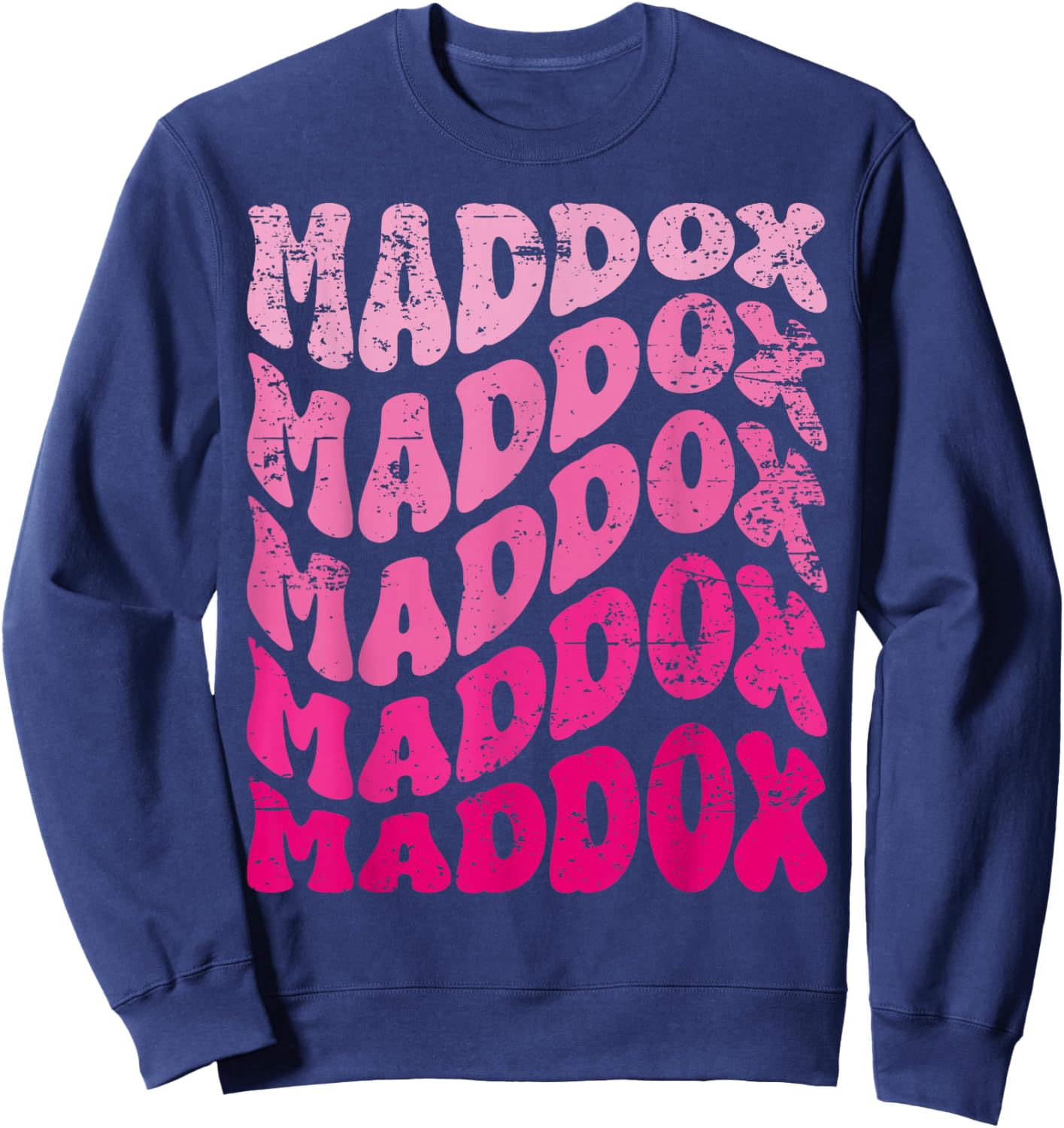 Retro Maddox First Name Personalized Maddox Groovy Vintage Sweatshirt - Sweatshirt | Navy