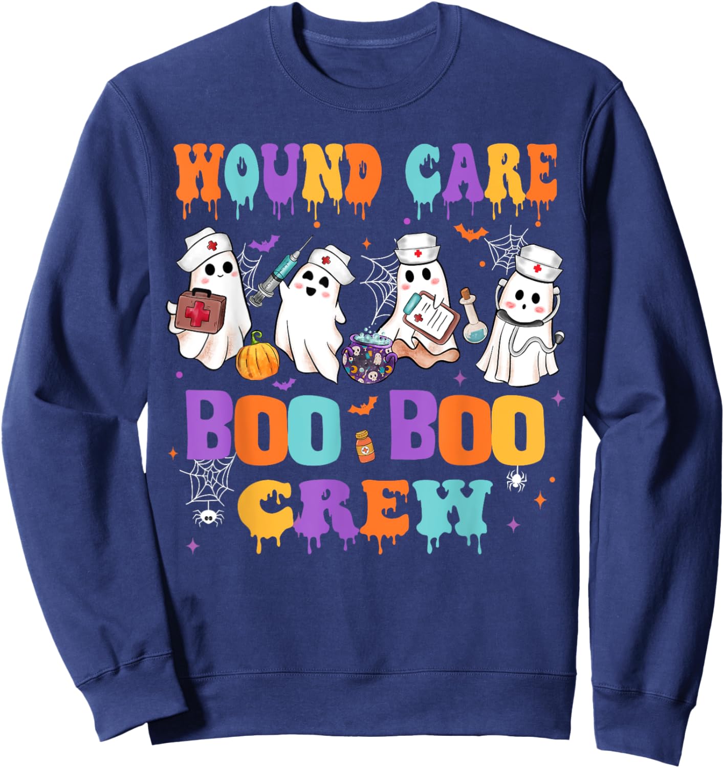 Wound Care Nurse Boo Boo Crew Nurse Halloween Squad Nurse Sweatshirt - Sweatshirt | Navy