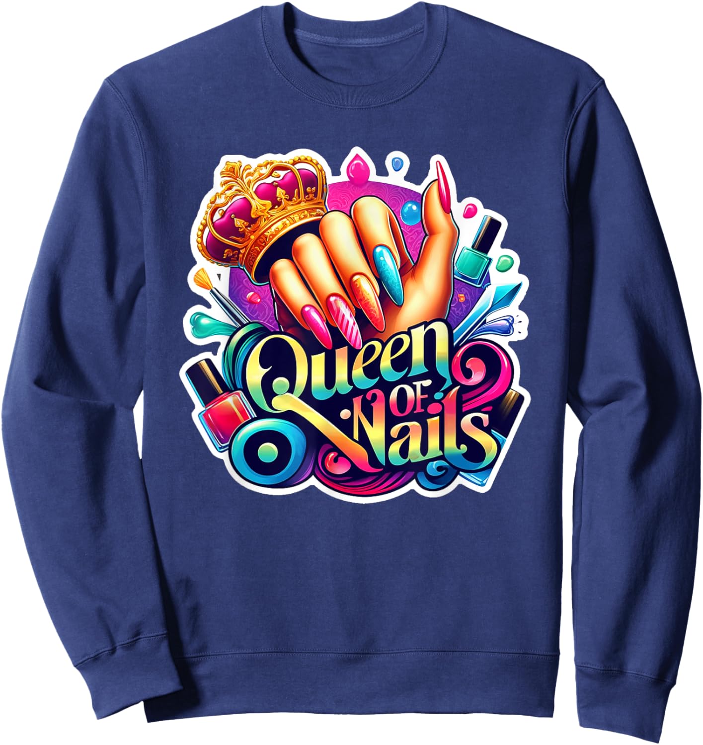 Nail Tech Polish Queen of Nails - Manicure Spa Travel Sweatshirt - Sweatshirt | Navy