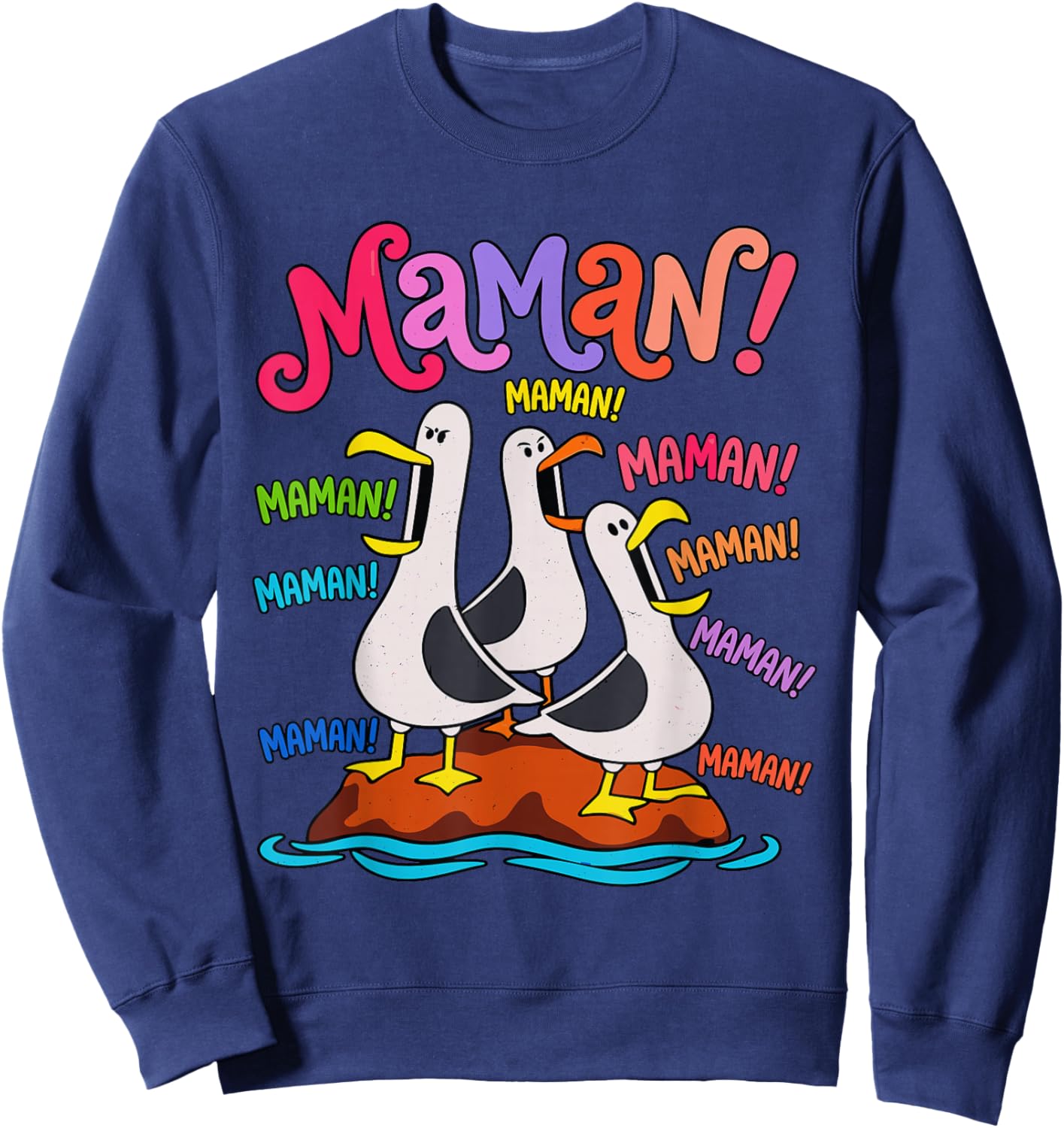 Maman Maman Maman Mouette Drôle Oiseau Humour Vintage Sweatshirt - Sweatshirt | Navy