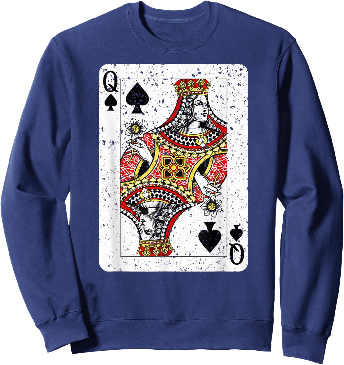 Queen of Spades Deck of Playing Cards Vintage Retro Style Sweatshirt - Sweatshirt | Navy
