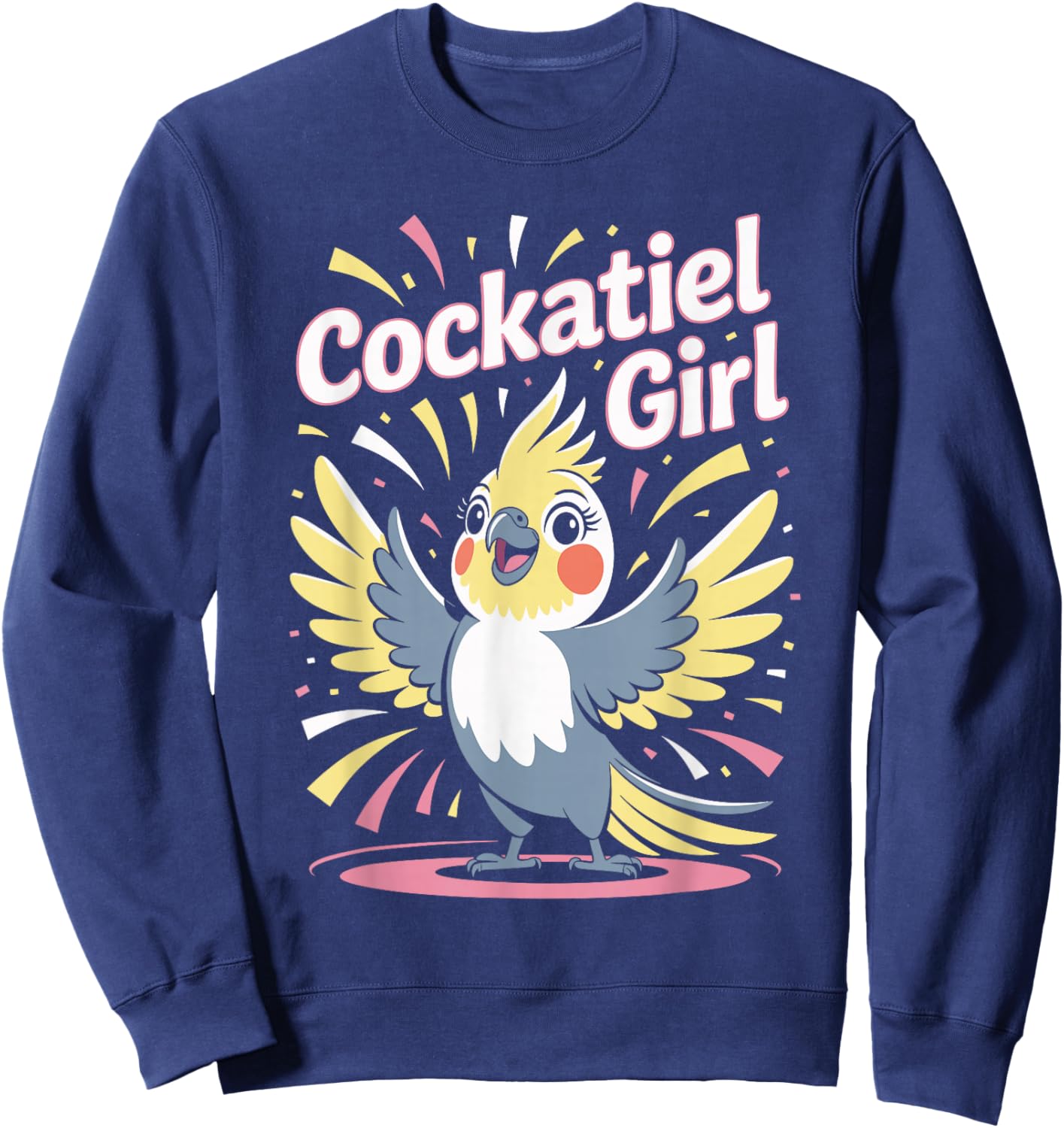 Cockatiel Girl Cartoon Pet Bird Retro Funny Artwork Sweatshirt - Sweatshirt | Navy