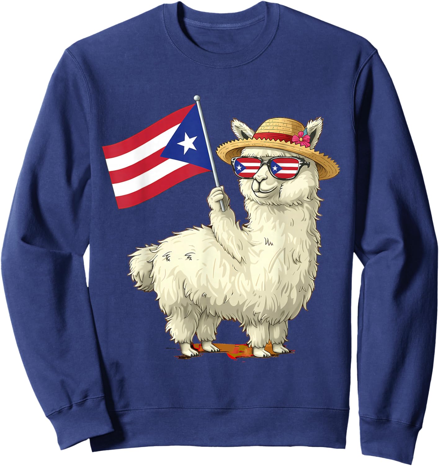 Puerto Rico Flag Llama Boricua Puerto Rican Flag Alpaca Sweatshirt - Sweatshirt | Navy
